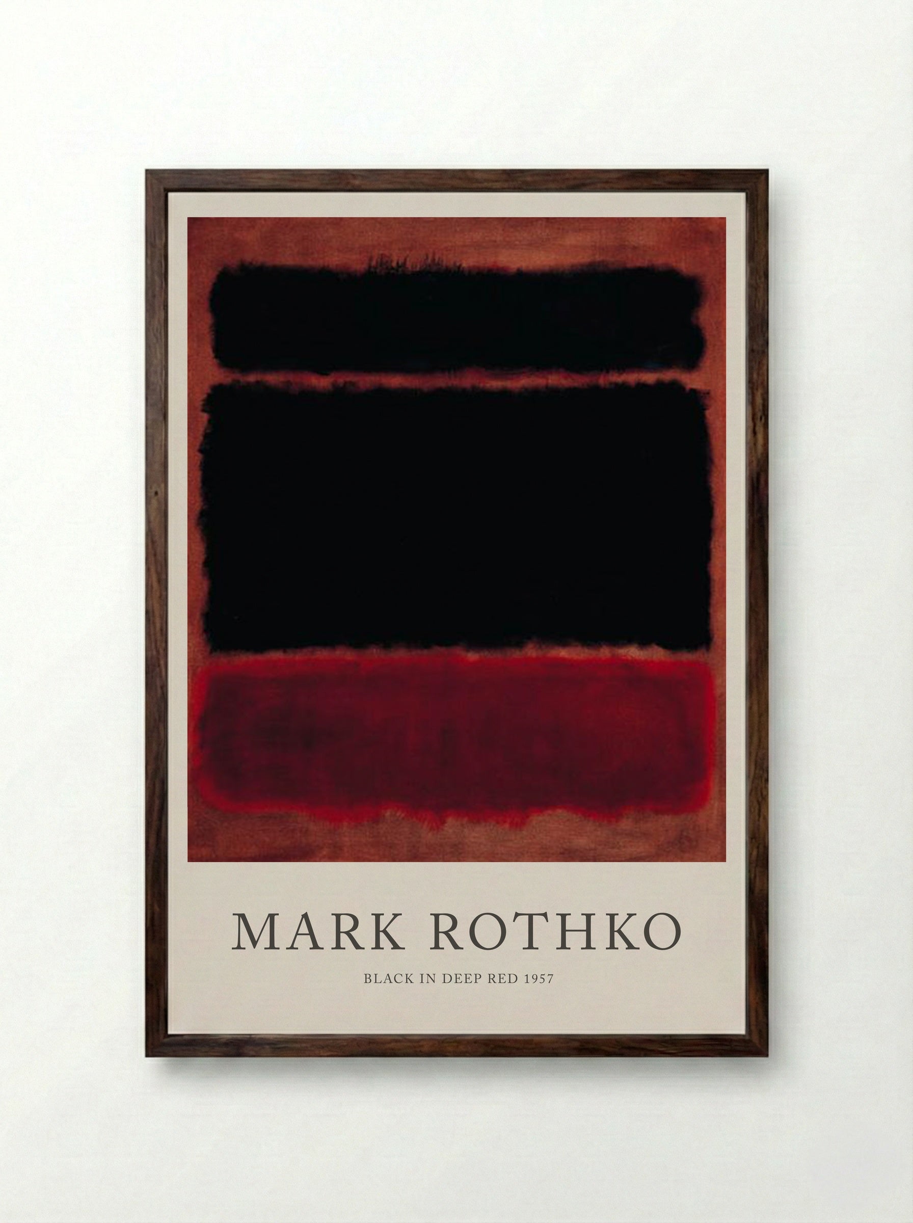 Black in Deep Red - Mark Rothko - Framed Print Dark Wood