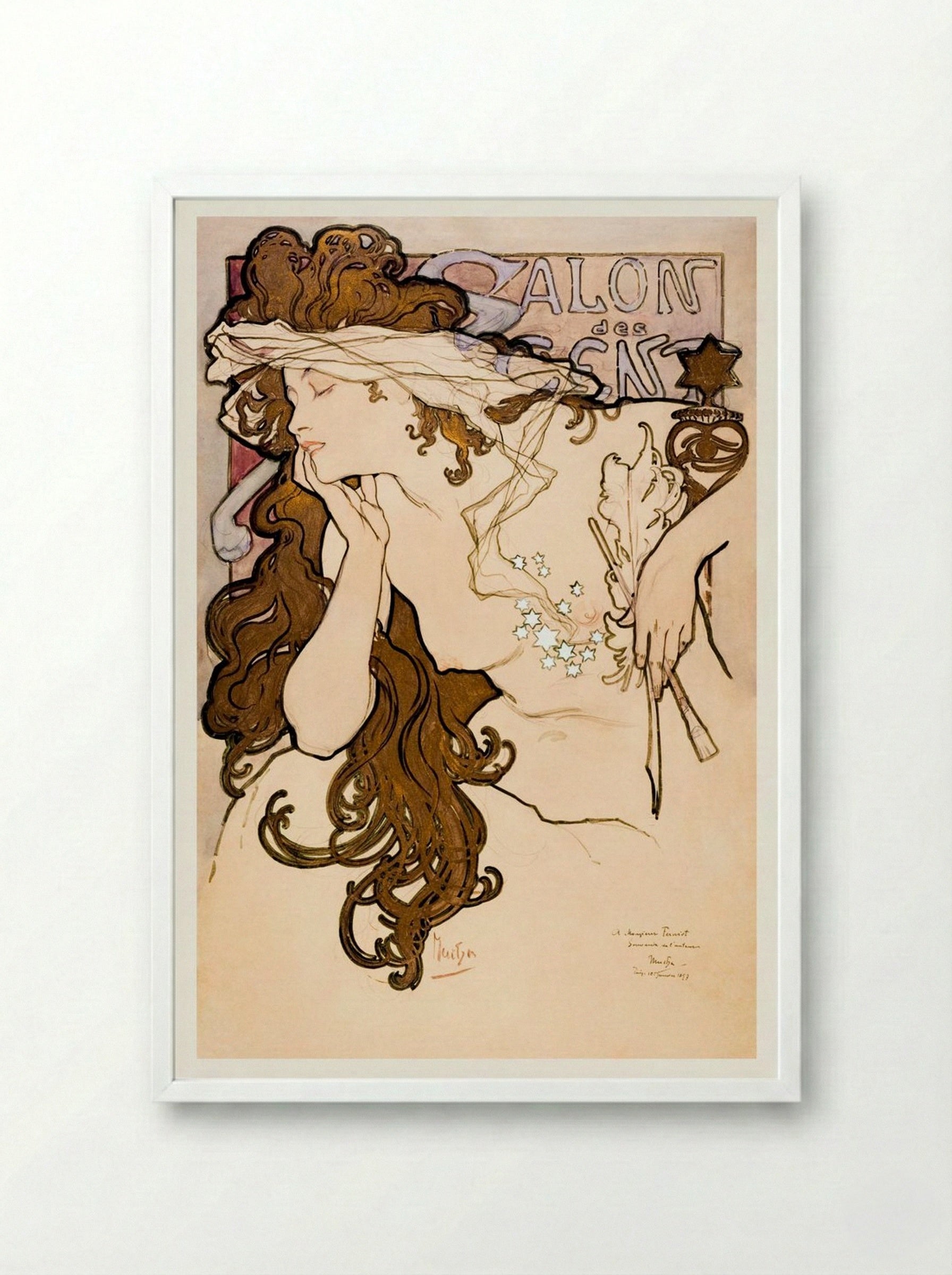 Salon des Cent Poster - Alphonse Mucha - Framed Print White