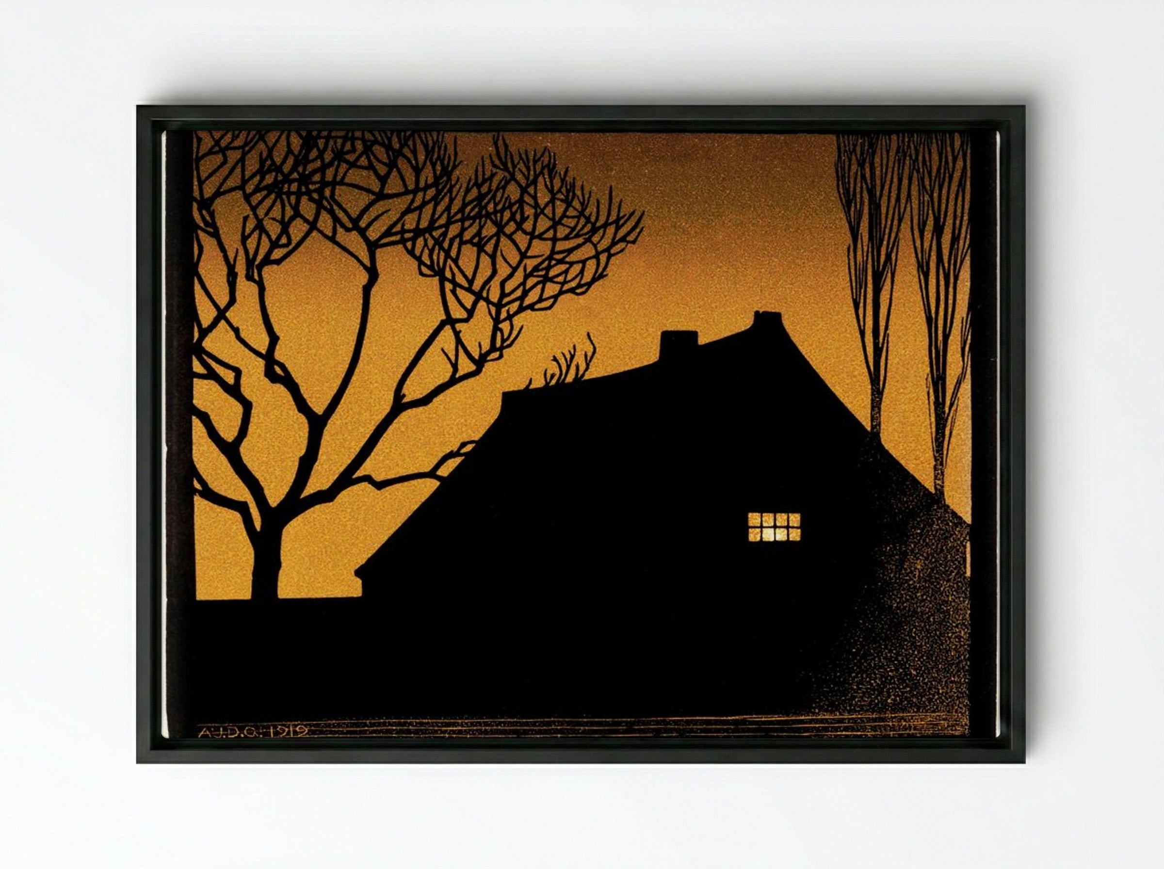 Winter Evening - Julie de Graag - Framed Canvas Black