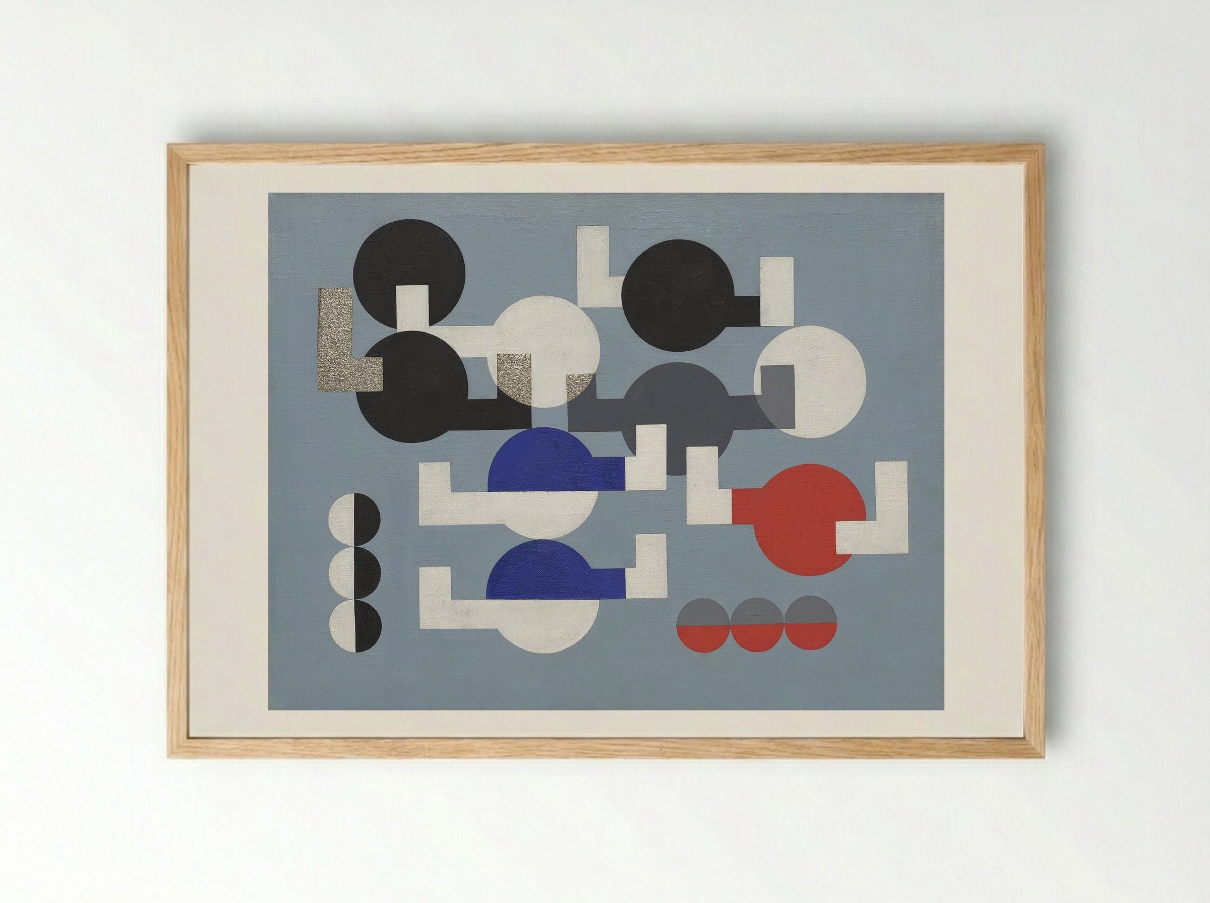 Composition of Circles and Overlapping Angles - Fine Art Print - Framed Print Wood