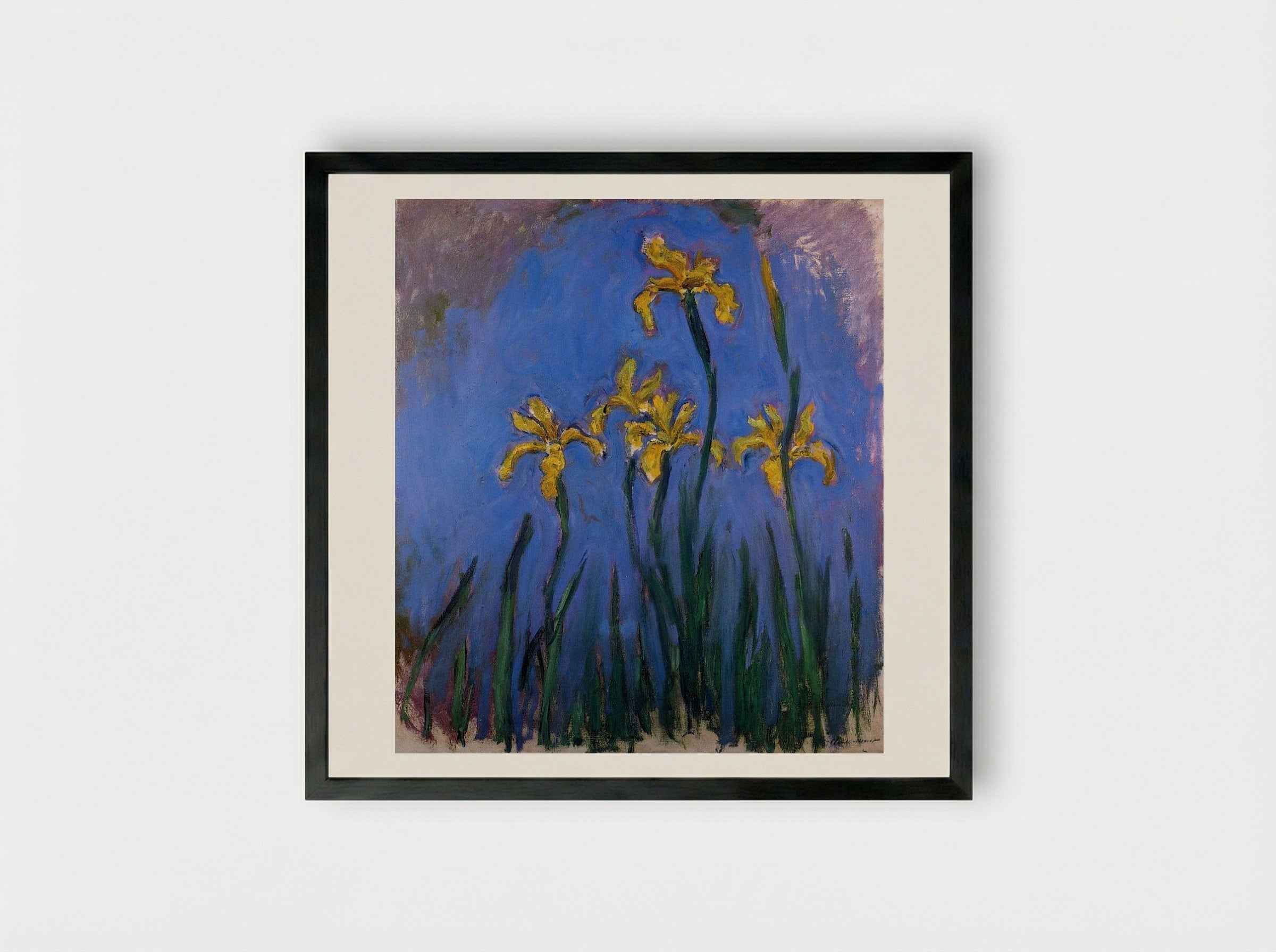 Yellow Irises - Claude Monet - Framed Print Black