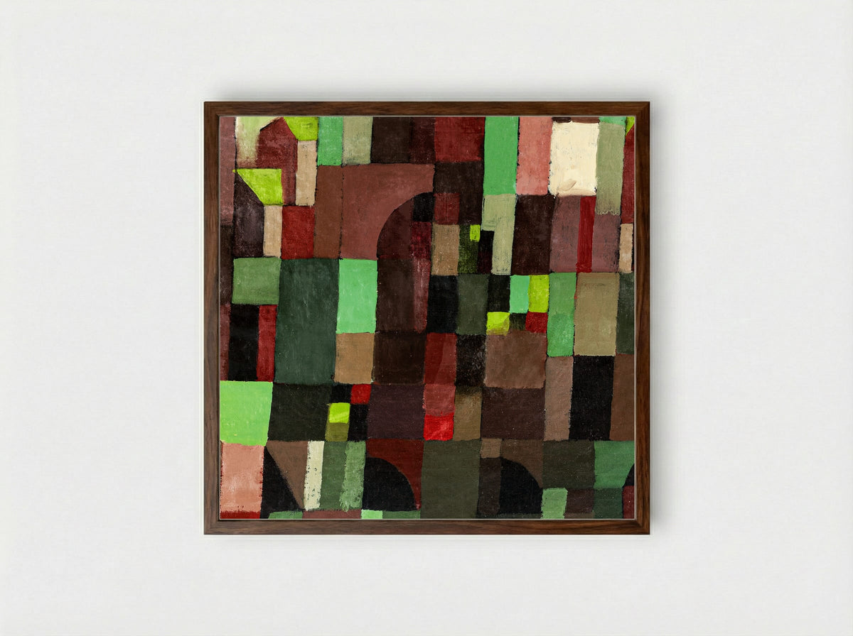 Red and Green Architecture - Paul Klee - Framed Print Dark Wood