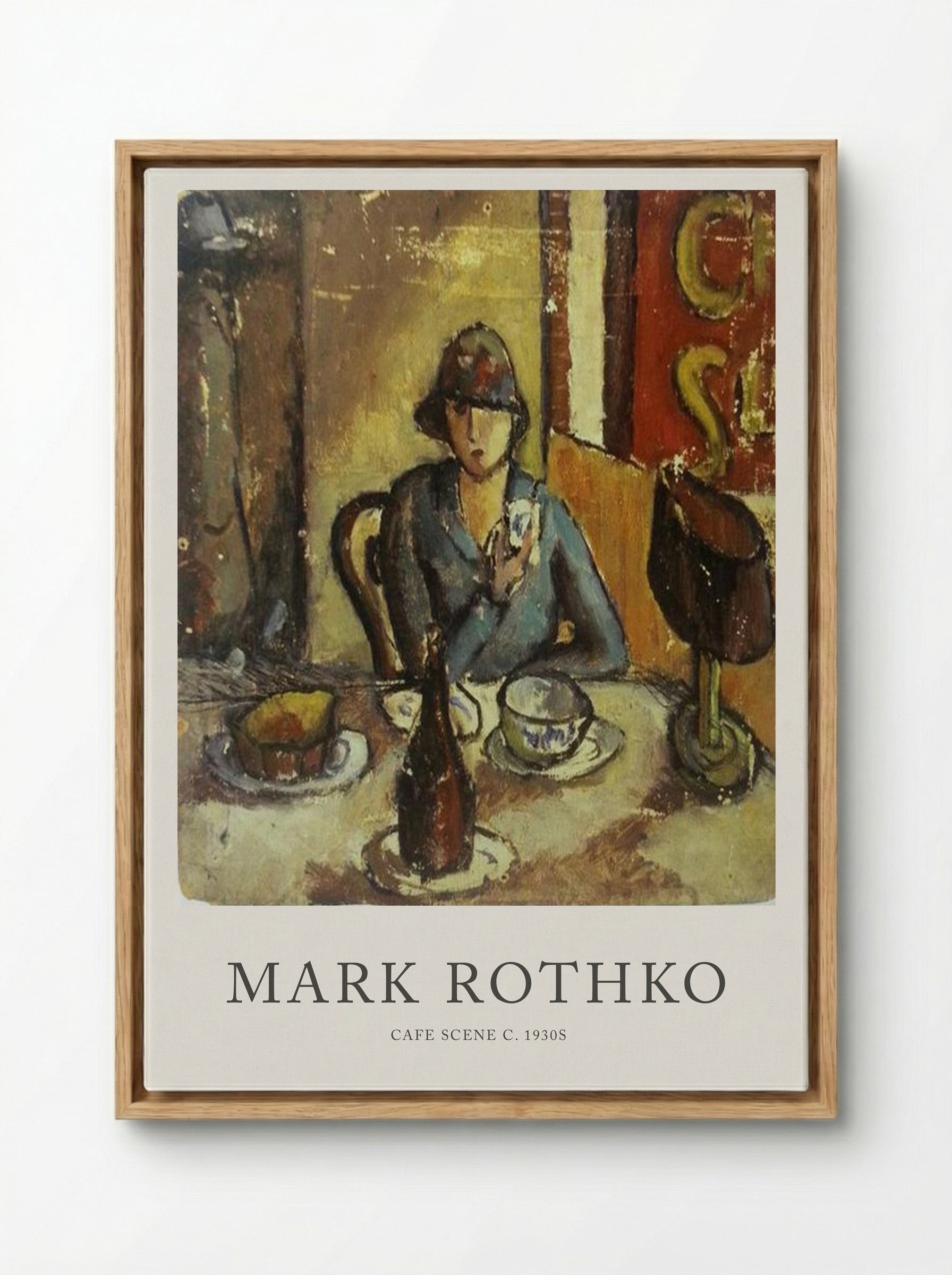 Cafe Scene - Mark Rothko - Framed Canvas Wood