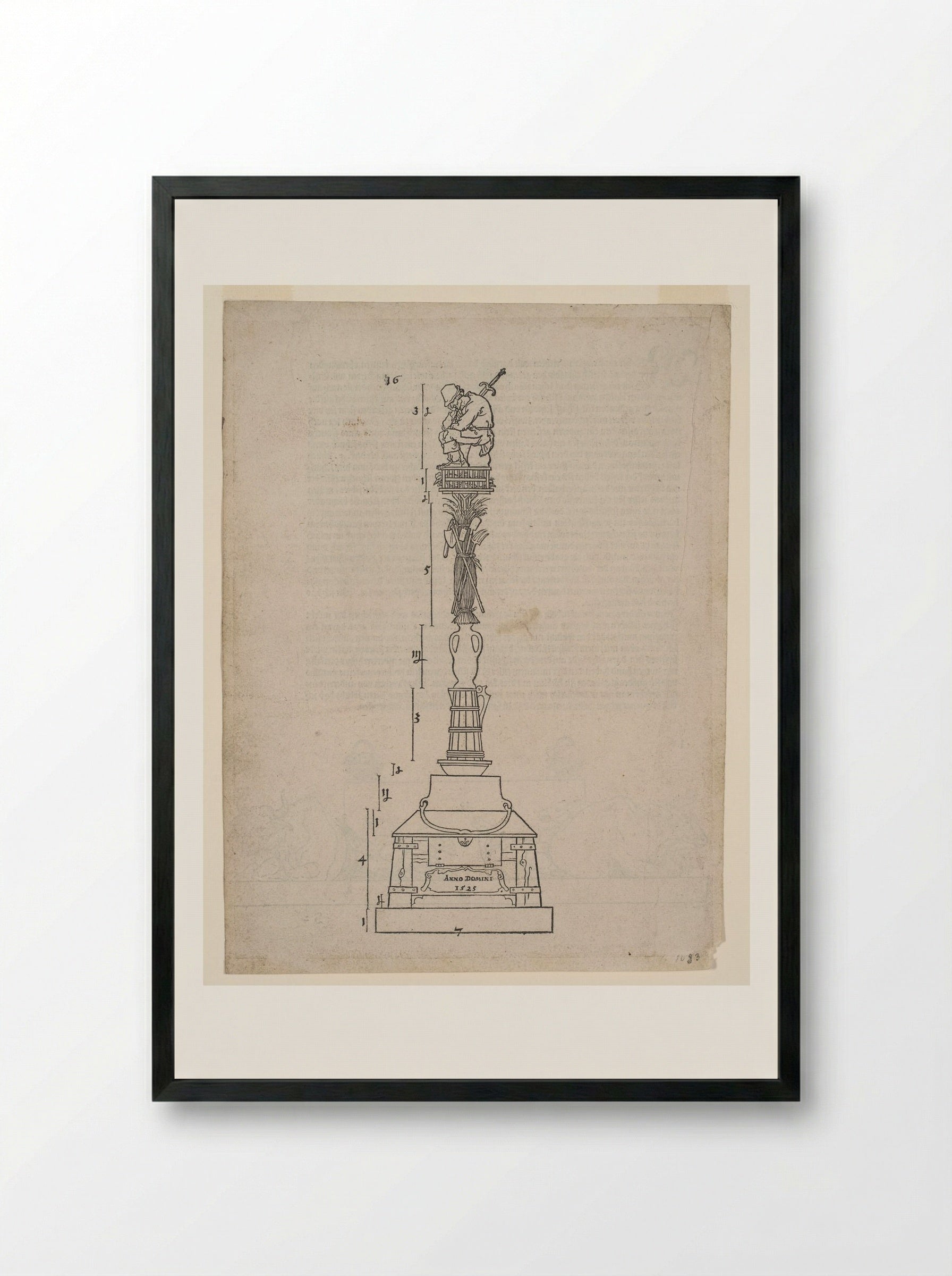 Column of Victory for the Subjugation of the Peasants - Albrecht Dürer - Framed Print Black