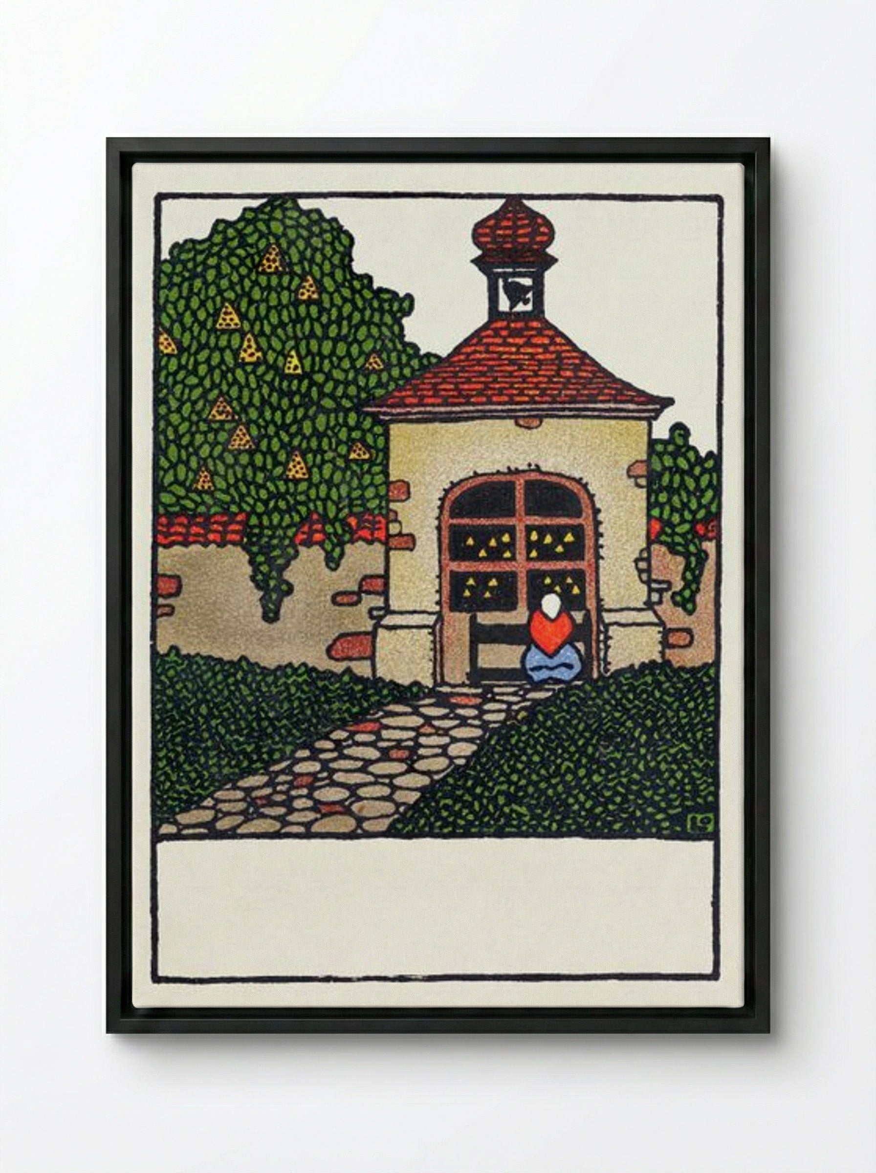 Easter Card with Chapel - Otto Friedrich Carl Lendecke - Framed Canvas Black