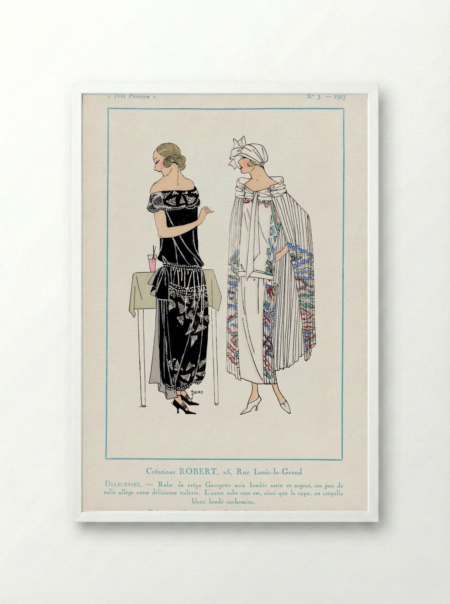 Fashion Plate from Très Parisien, No. 3 - Georges Dory - Framed Print White