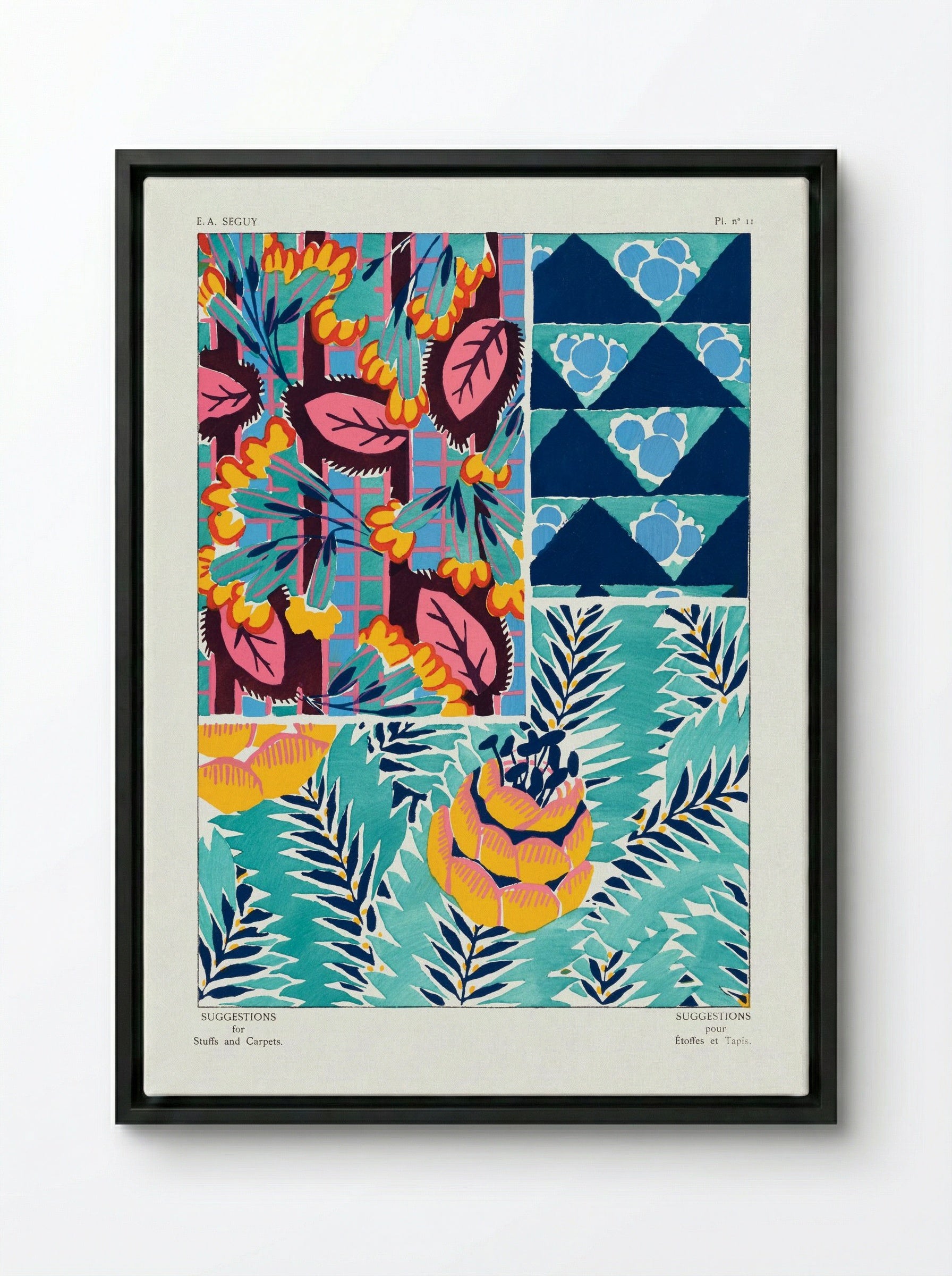 Suggestions for Stuffs and Carpets, Plate 11 - Émile-Allain Séguy - Framed Canvas Black