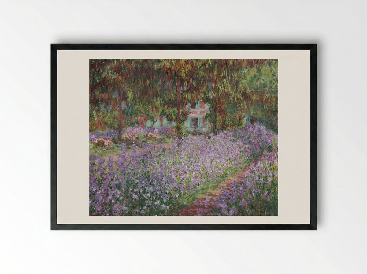 Irises in Monet's Garden - Claude Monet - Framed Print Black