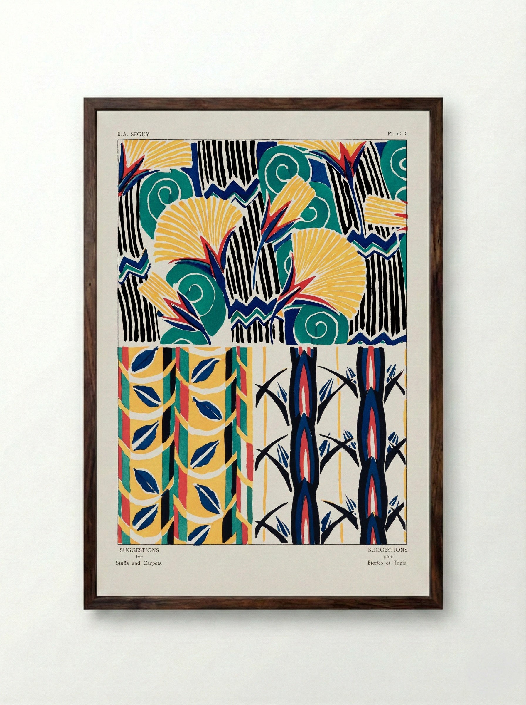 Suggestions for Stuffs and Carpets, Plate 19 - Émile-Allain Séguy - Framed Print Dark Wood