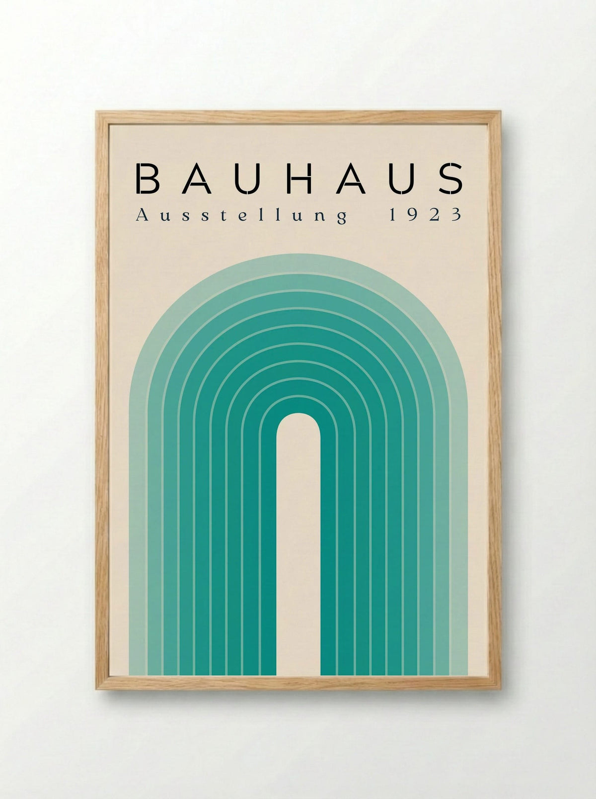Bauhaus Teal Arch – 1923 Exhibition Poster - Framed Print Wood