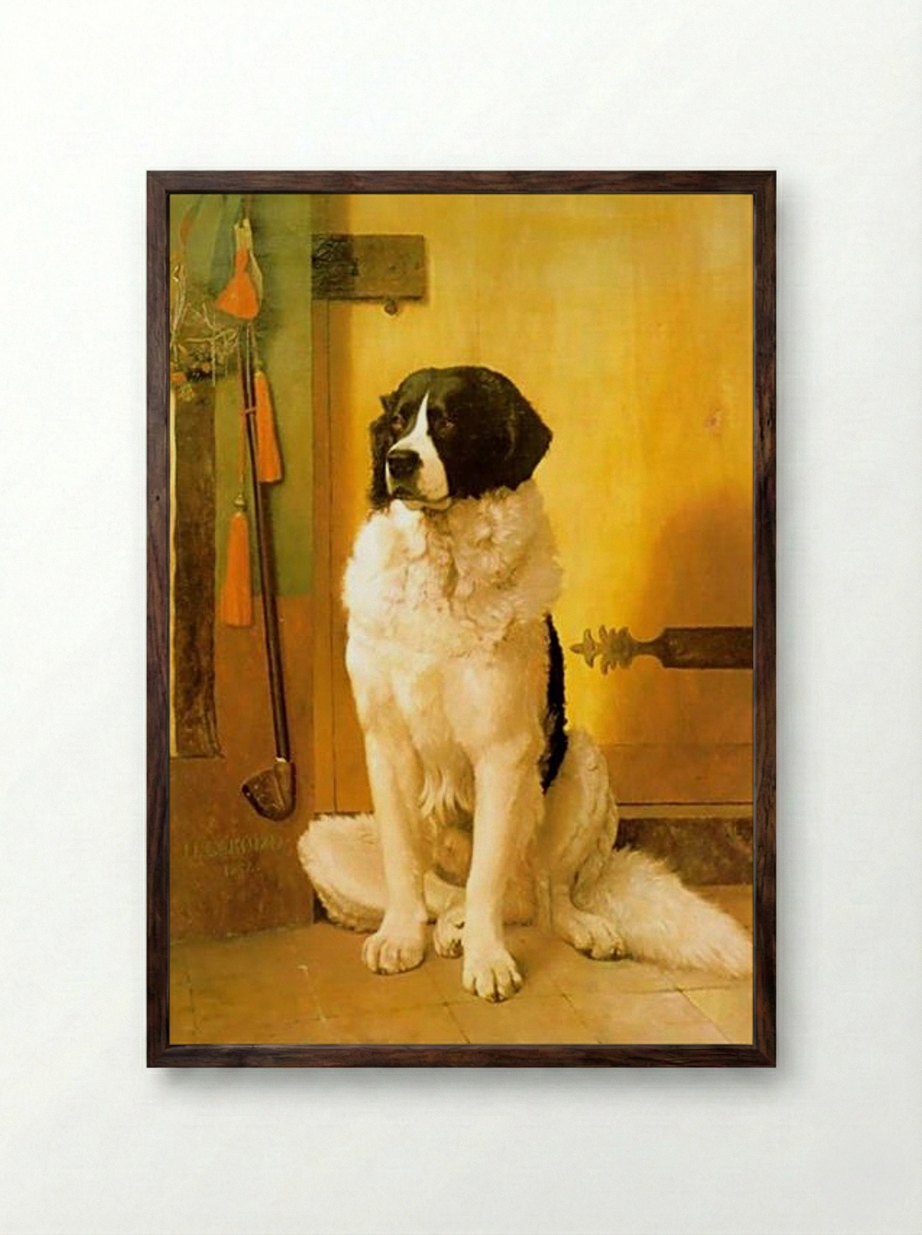 Study of Terra Nuova Dog ('The Waiting') - Jean-Léon Gérôme - Framed Print Dark Wood