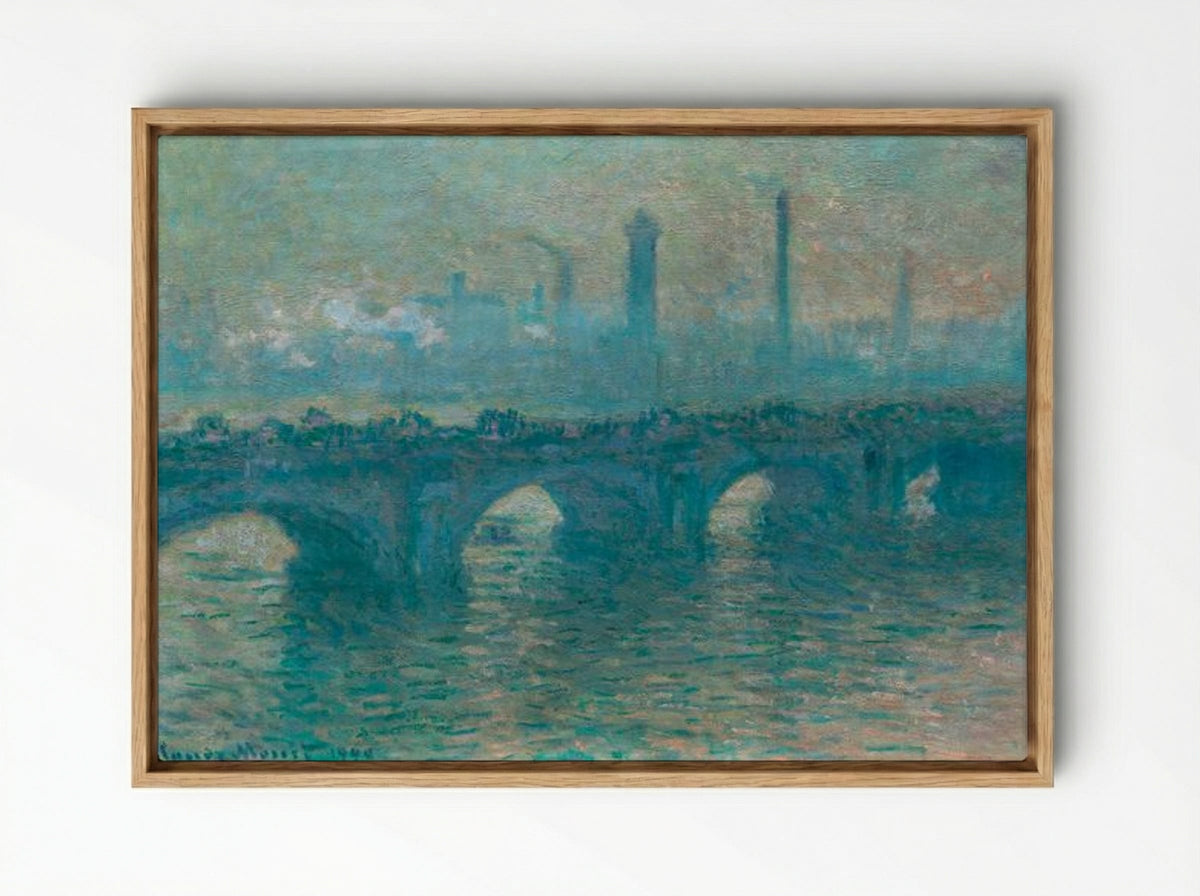 Waterloo Bridge, Grey Weather - Claude Monet - Framed Canvas Wood