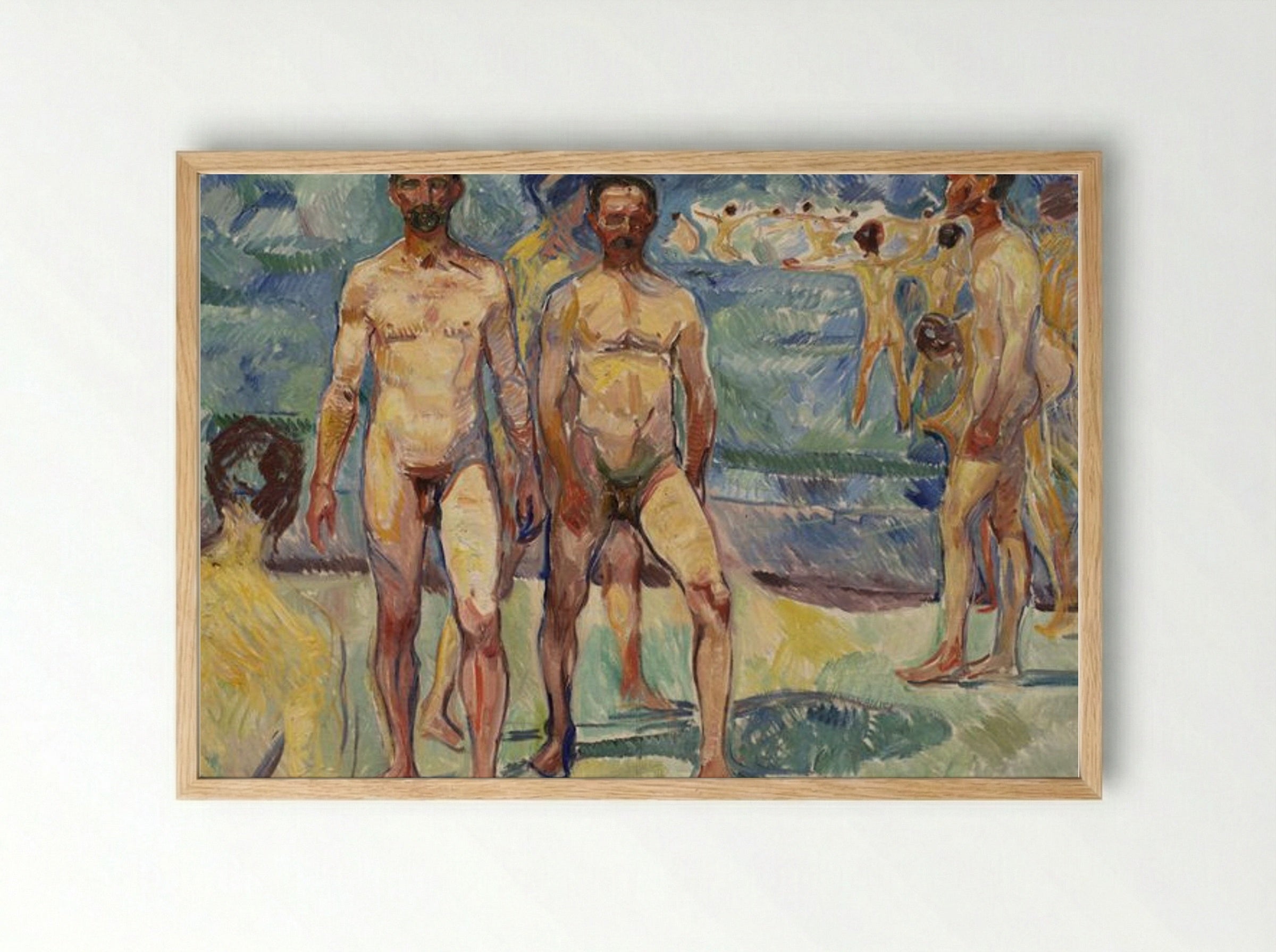 Bathing Men (Middle Age) - Edvard Munch - Framed Print Wood