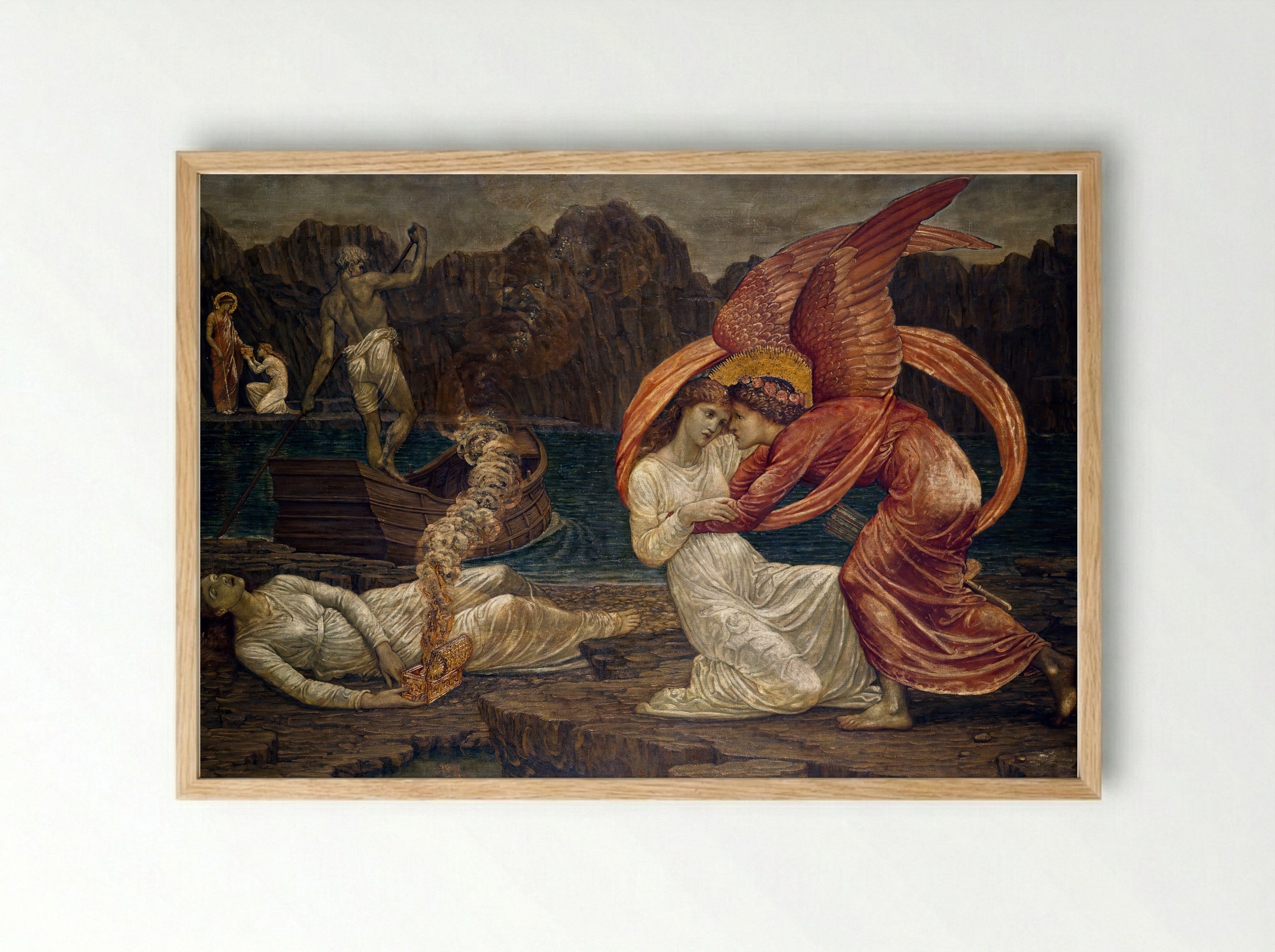 Psyche Receiving the Casket from Proserpine - Edward Burne-Jones - Framed Print Wood