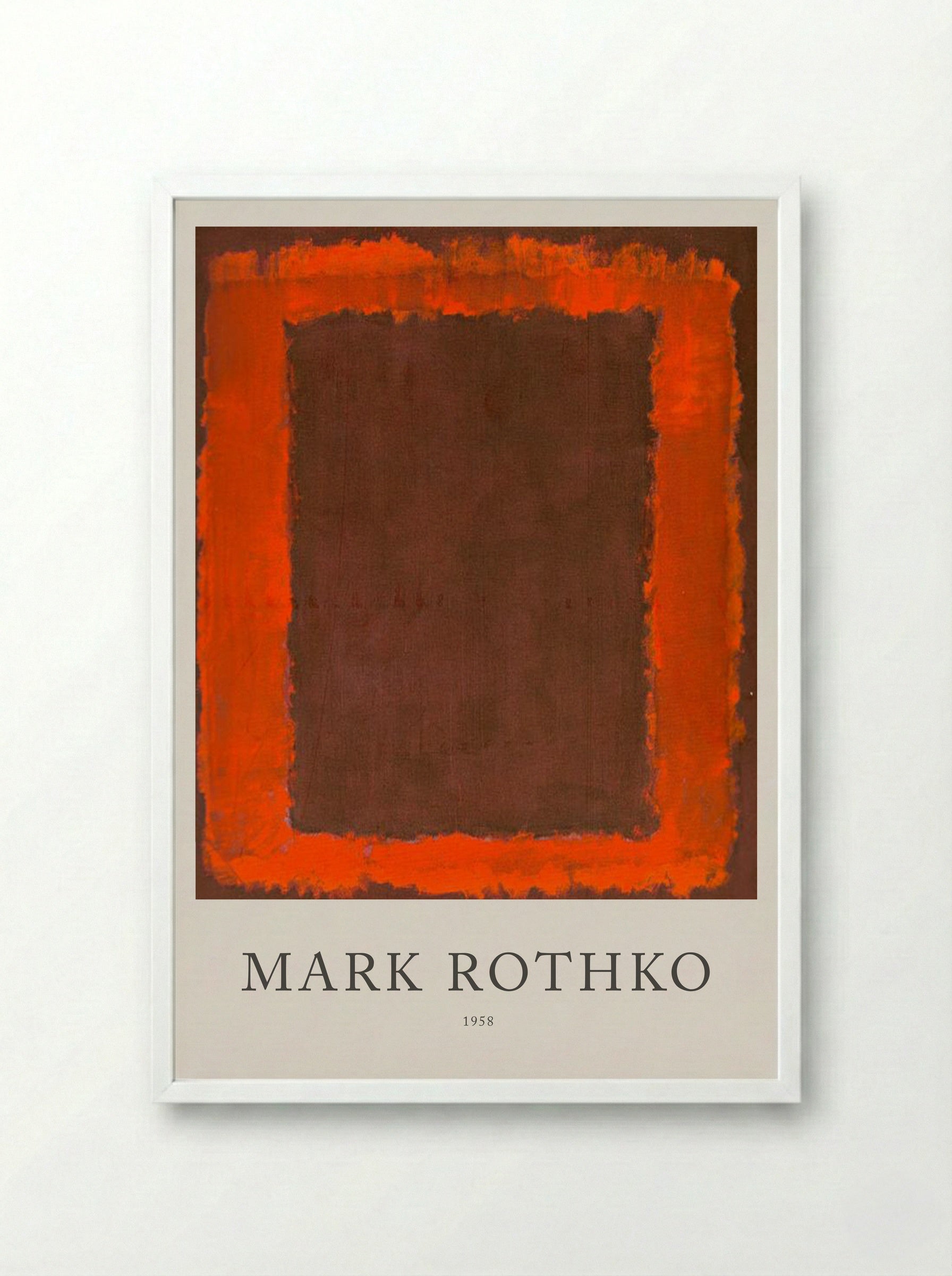 Untitled (Brown and Orange Rectangle) - Mark Rothko - Framed Print White