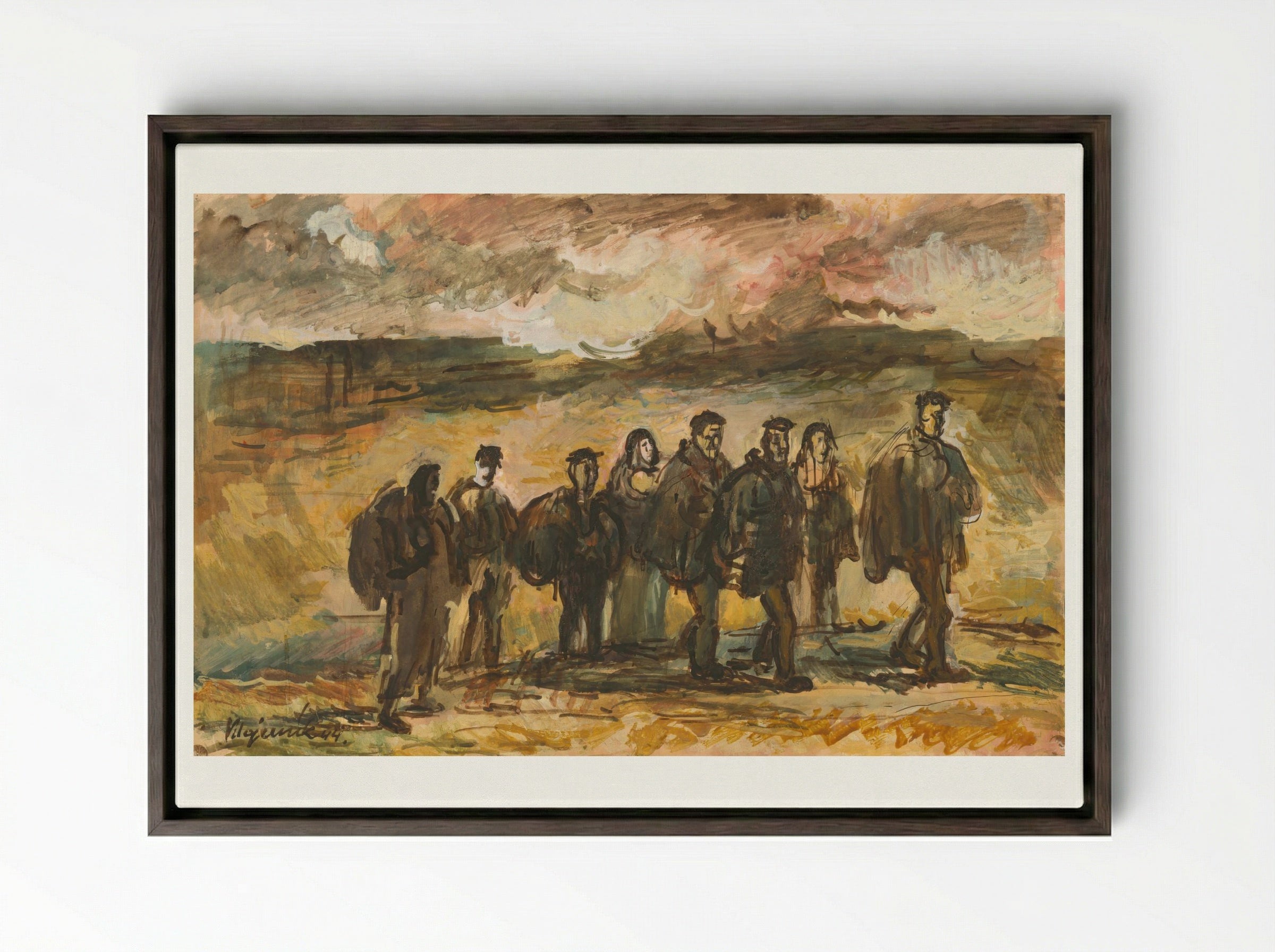 Refugees - Cyprián Majerník - Framed Canvas Dark Wood
