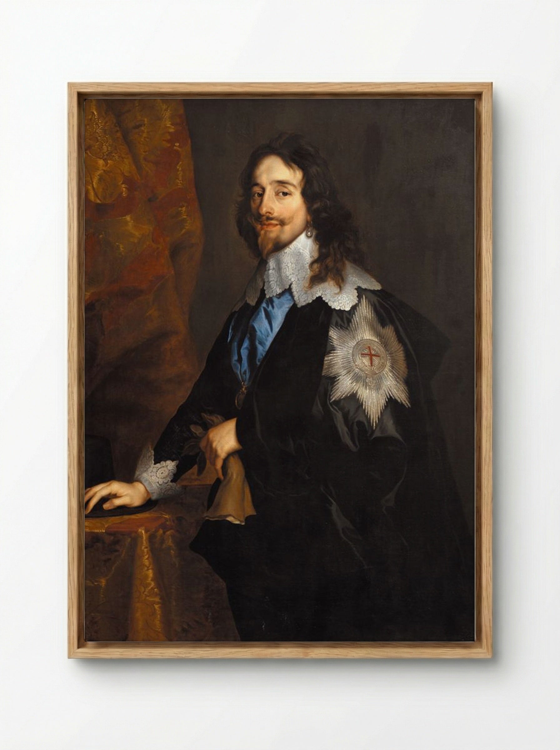 Portrait of Charles I of England - Anthony van Dyck - Framed Canvas Wood