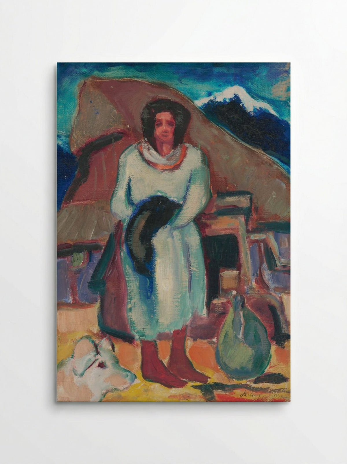 Study of a Village Girl in Front of a Cottage - Zolo Palugyay - Poster