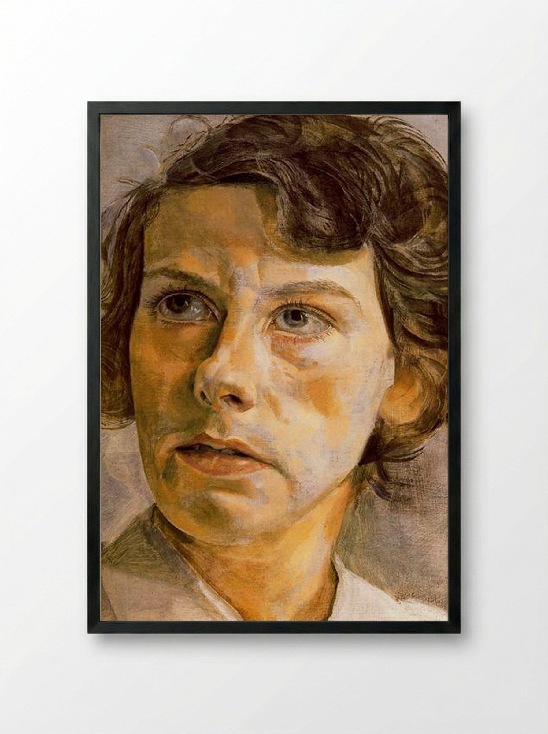 Head of a Woman (Portrait of Lady Elizabeth Cavendish) - Lucian Freud - Framed Print Black
