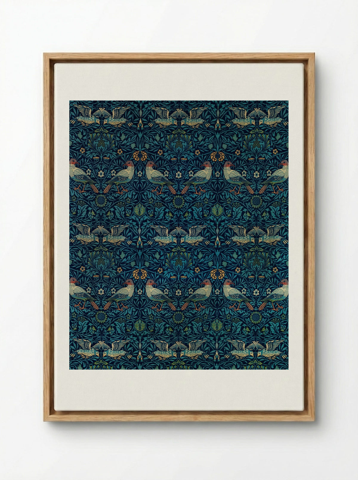 Bird and Anemone - William Morris - Framed Canvas Wood