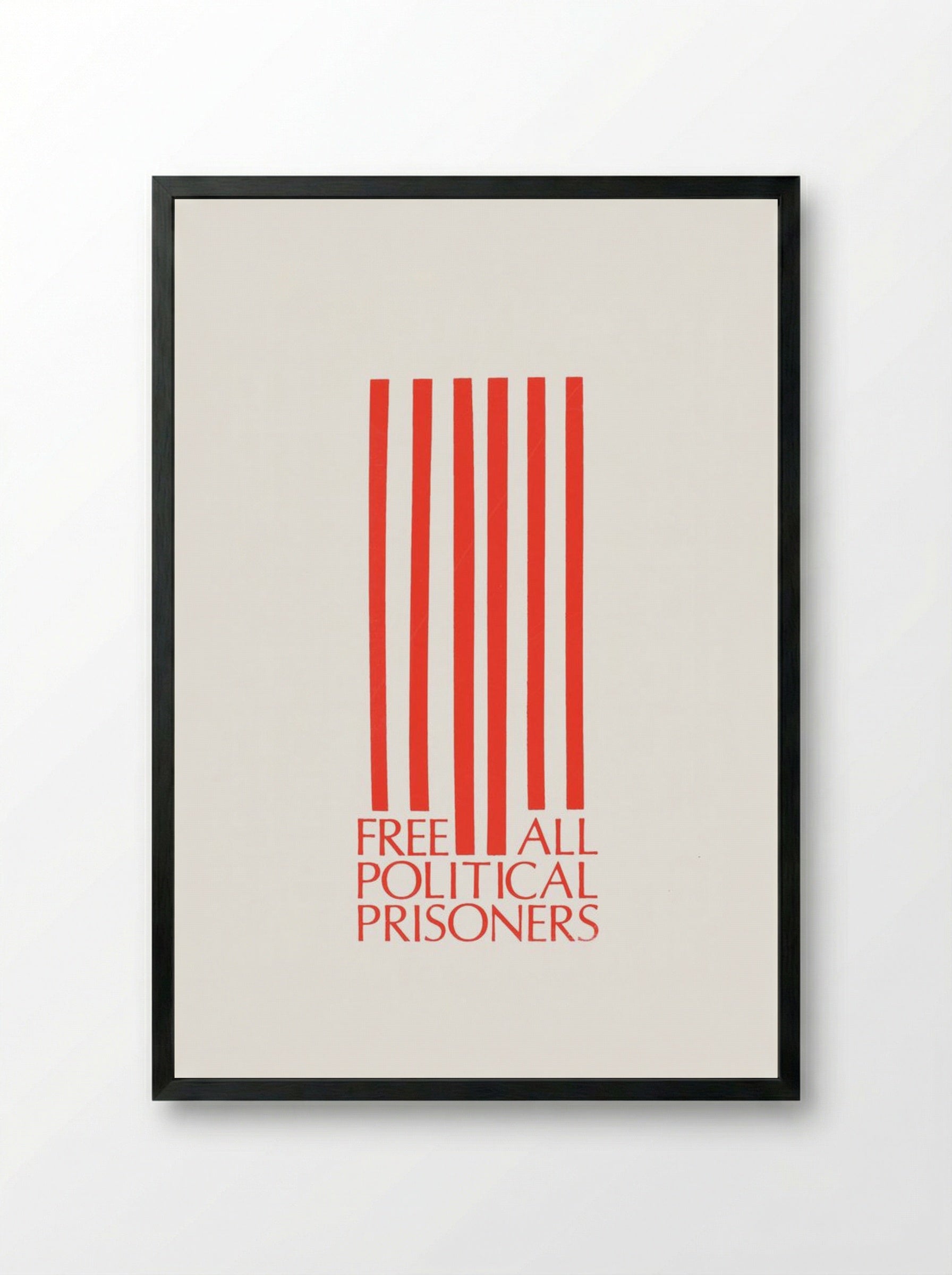 Free All Political Prisoners - Fine Art Print - Framed Print Black