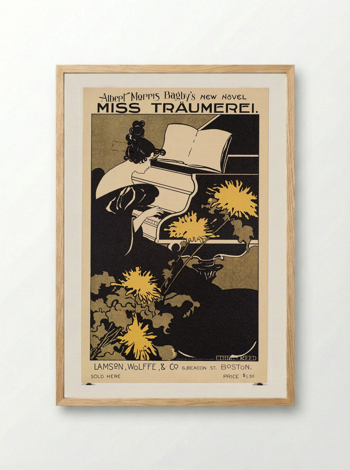 Miss Traumerei (Poster for Albert Morris Bagby's Novel) - Ethel Reed - Framed Print Wood