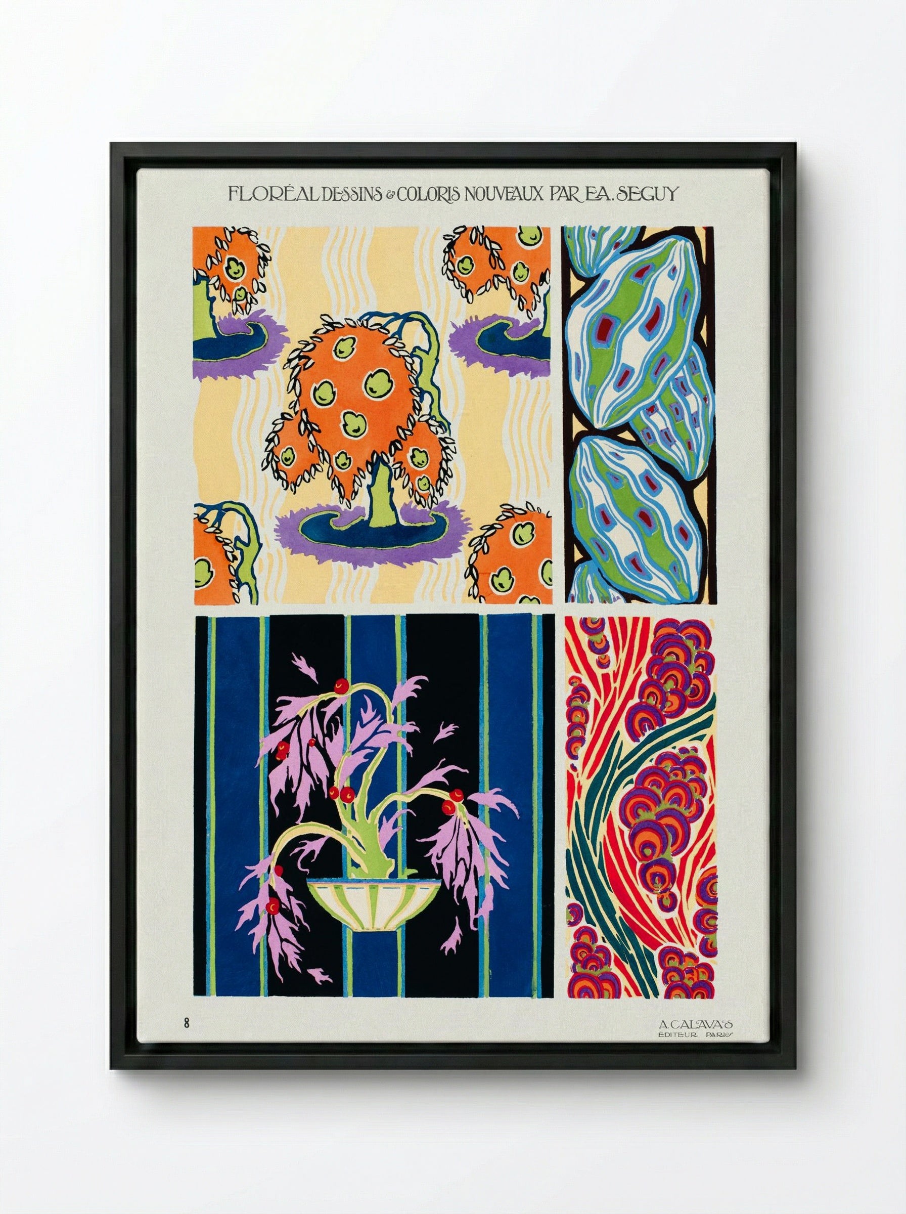 Floréal Dessins & Coloris Nouveaux - Émile-Allain Séguy - Framed Canvas Black