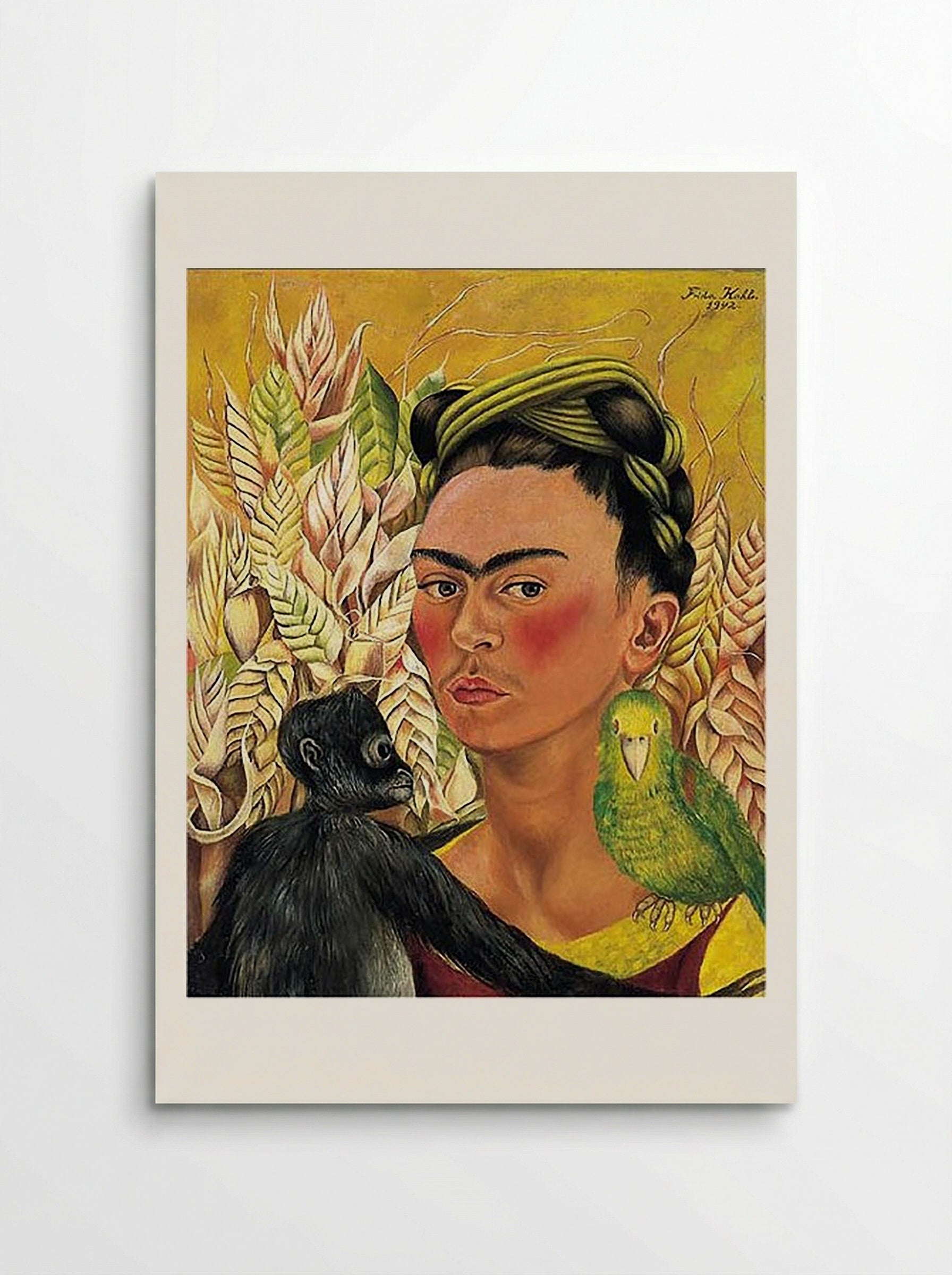 Self-Portrait with Monkey and Parrot - Frida Kahlo - Poster