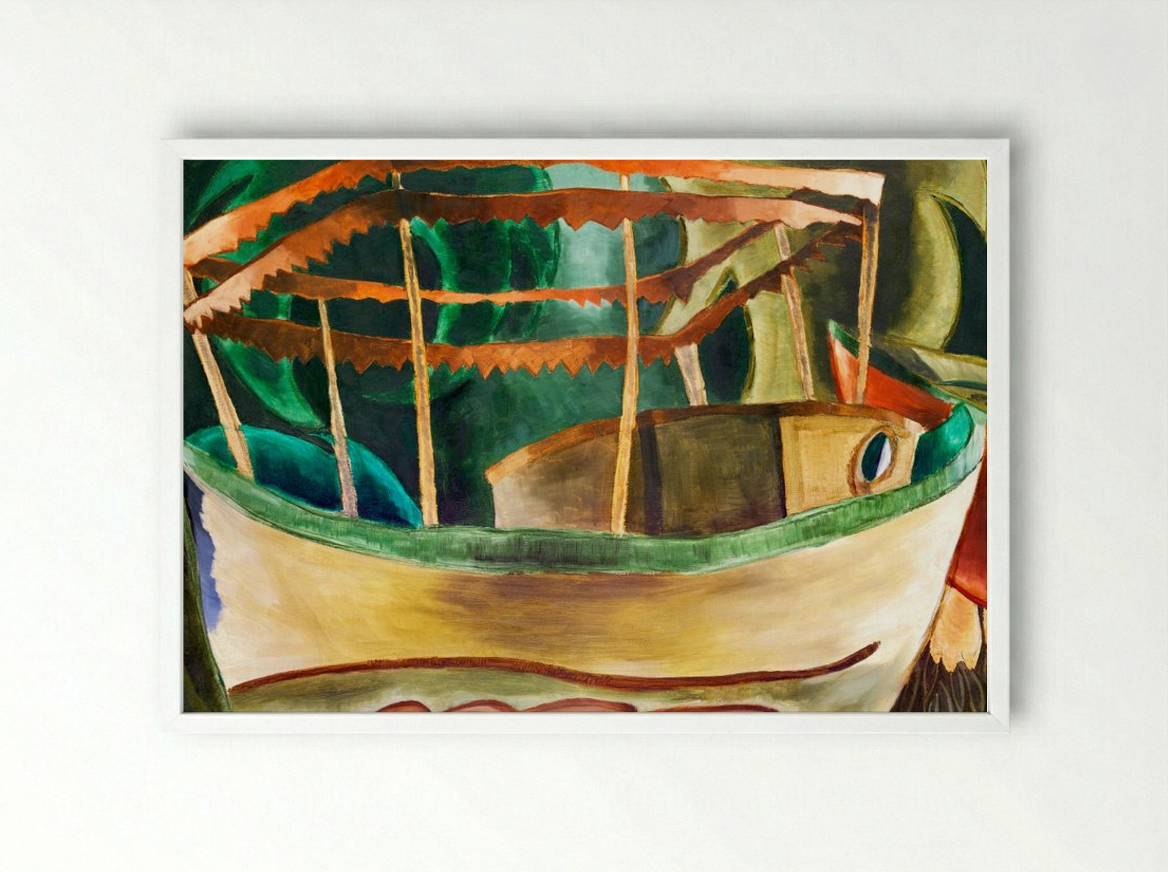 Fishboat - Arthur Dove - Framed Print White
