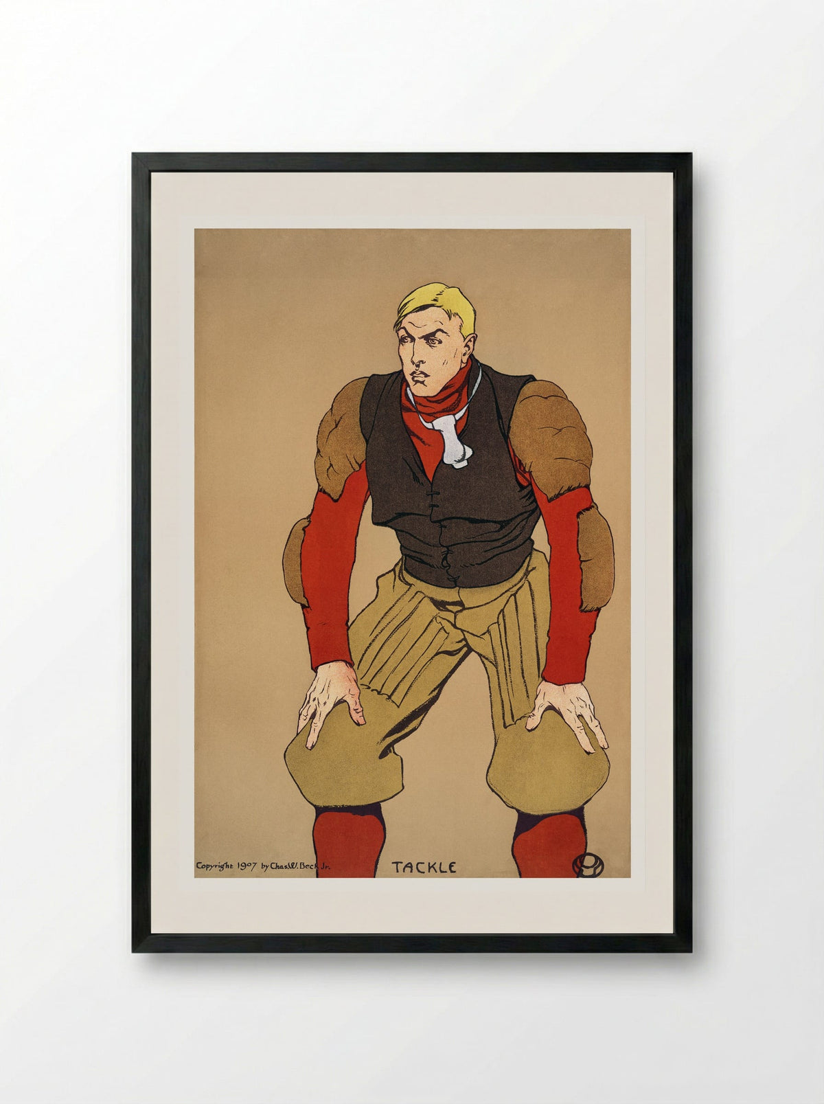 Tackle (American Football Player) - Edward Penfield - Framed Print Black