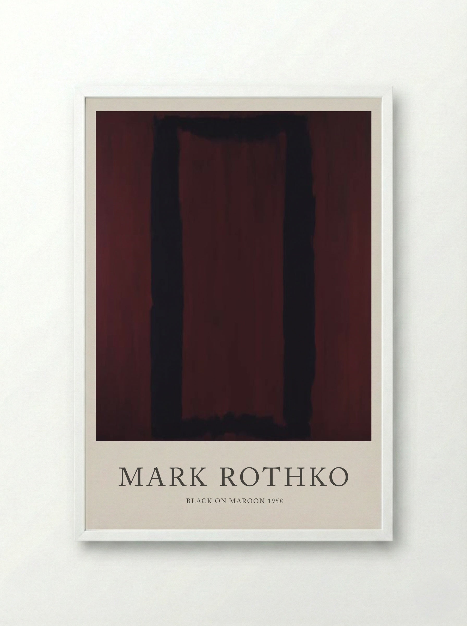 Black on Maroon - Mark Rothko - Framed Print White
