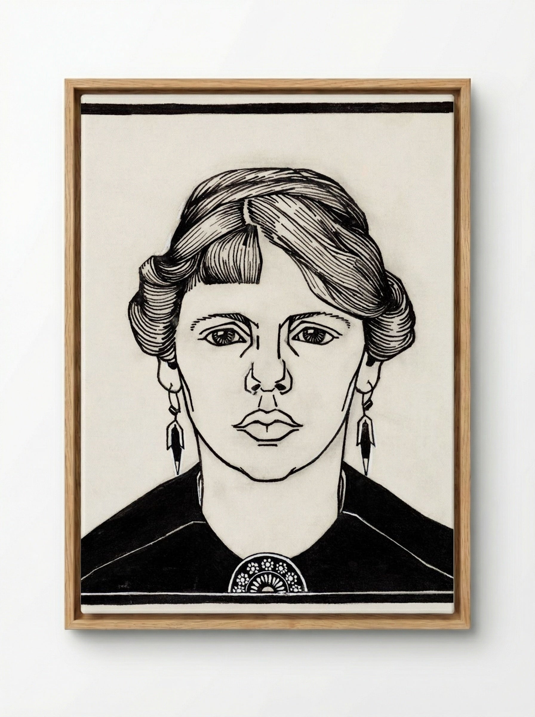 Portrait of a Woman - Julie de Graag - Framed Canvas Wood
