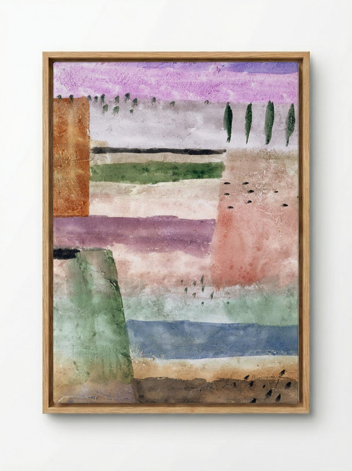 Landscape with Poplars - Paul Klee - Framed Canvas Wood