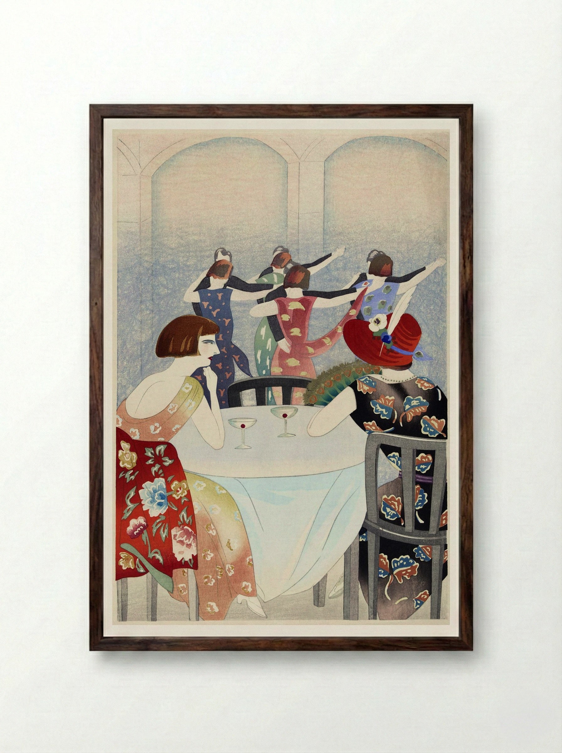 Dance Salon at the New Carlton Hotel, Shanghai - Yamamura Toyonari - Framed Print Dark Wood
