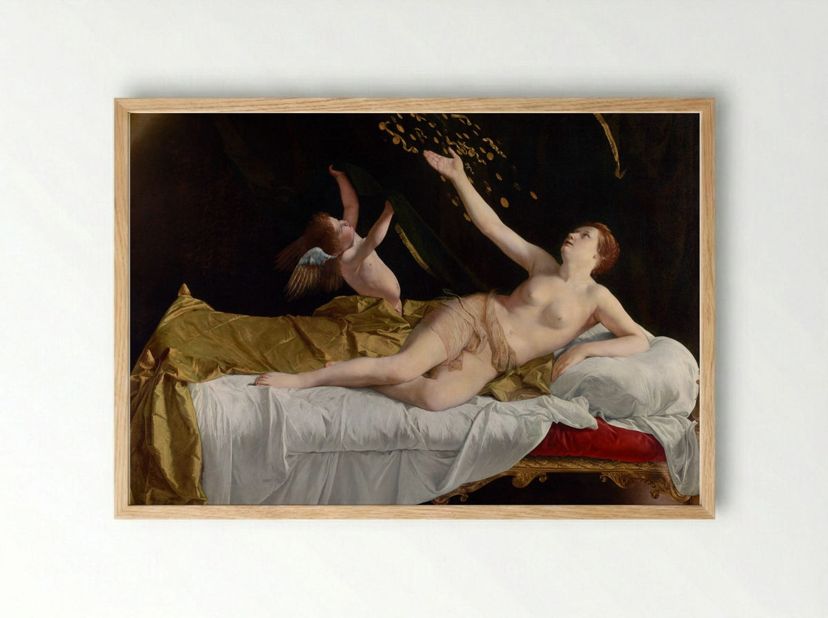 Danaë and the Shower of Gold - Orazio Gentileschi - Framed Print Wood