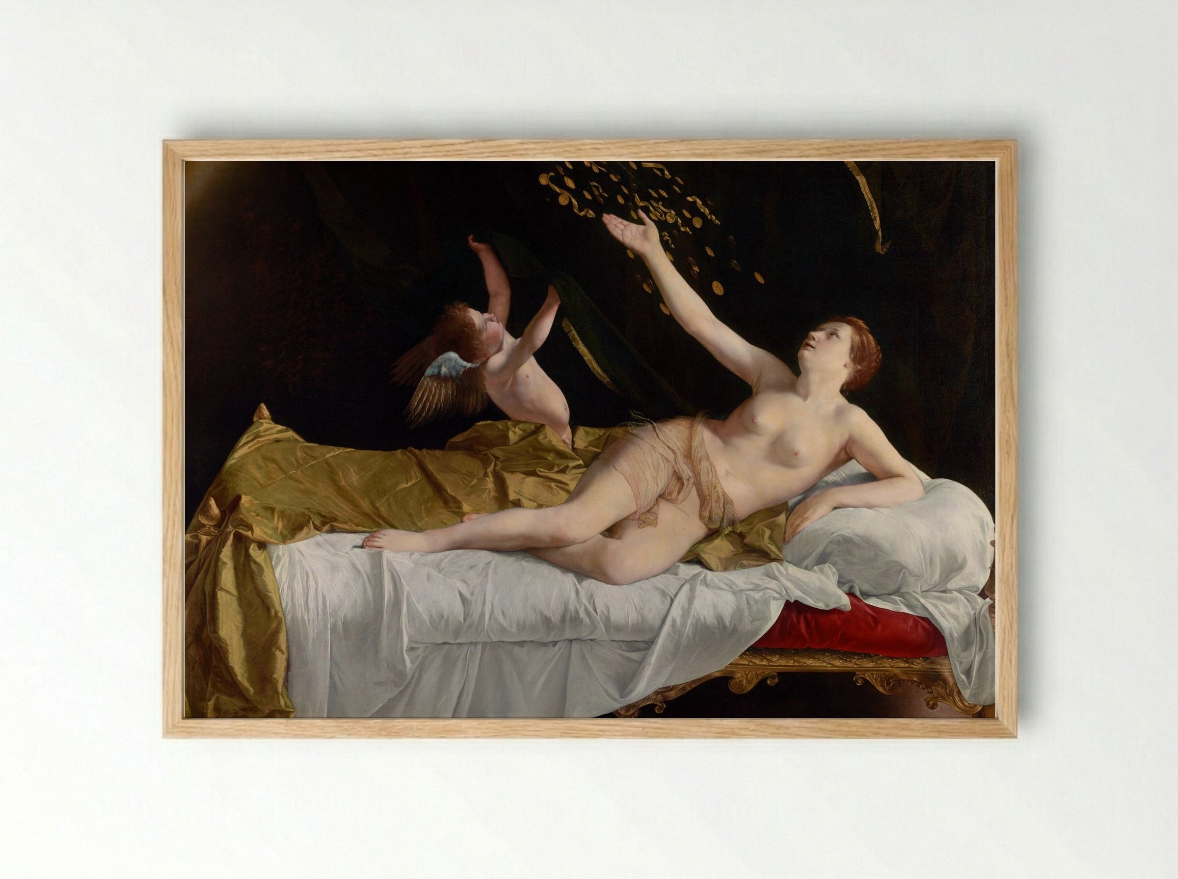 Danaë and the Shower of Gold - Orazio Gentileschi - Framed Print Wood