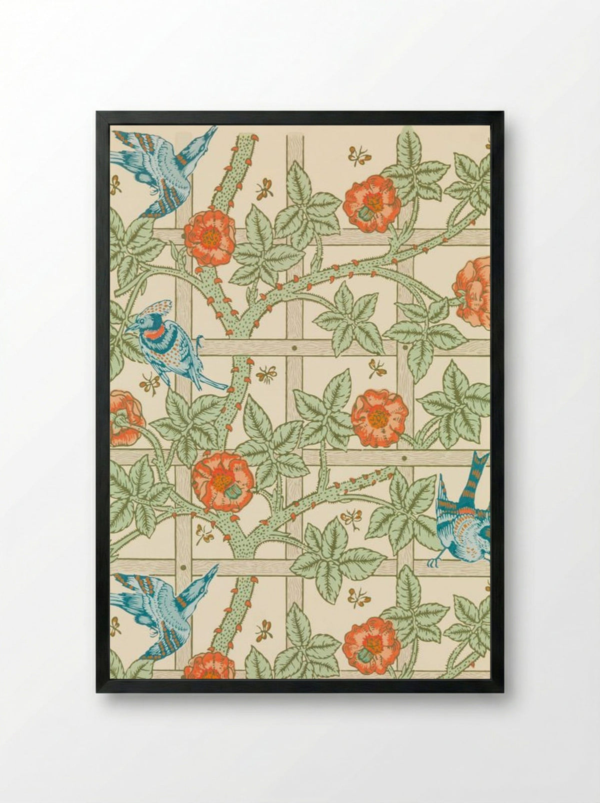 Trellis - William Morris - Framed Print Black