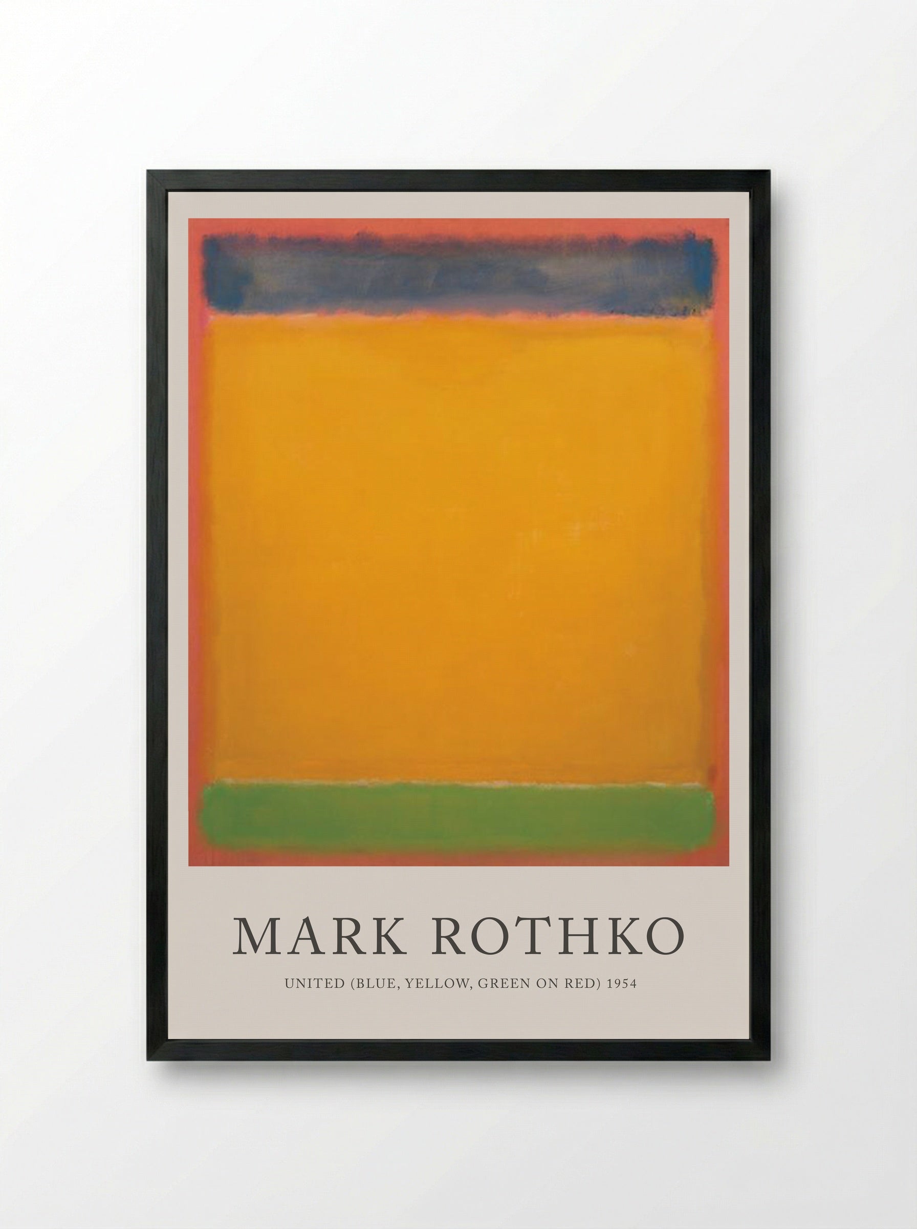 United (Blue, Yellow, Green on Red) - Mark Rothko - Framed Print Black