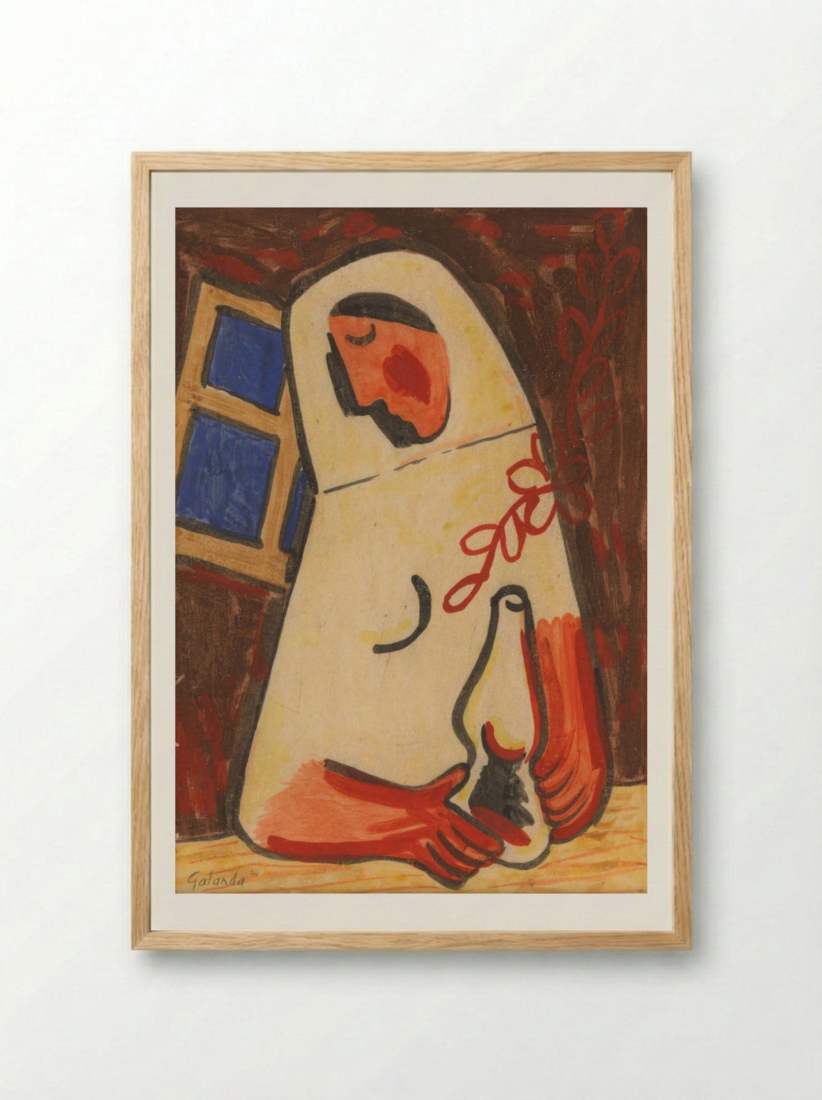 Sitting Woman - Mikuláš Galanda - Framed Print Wood