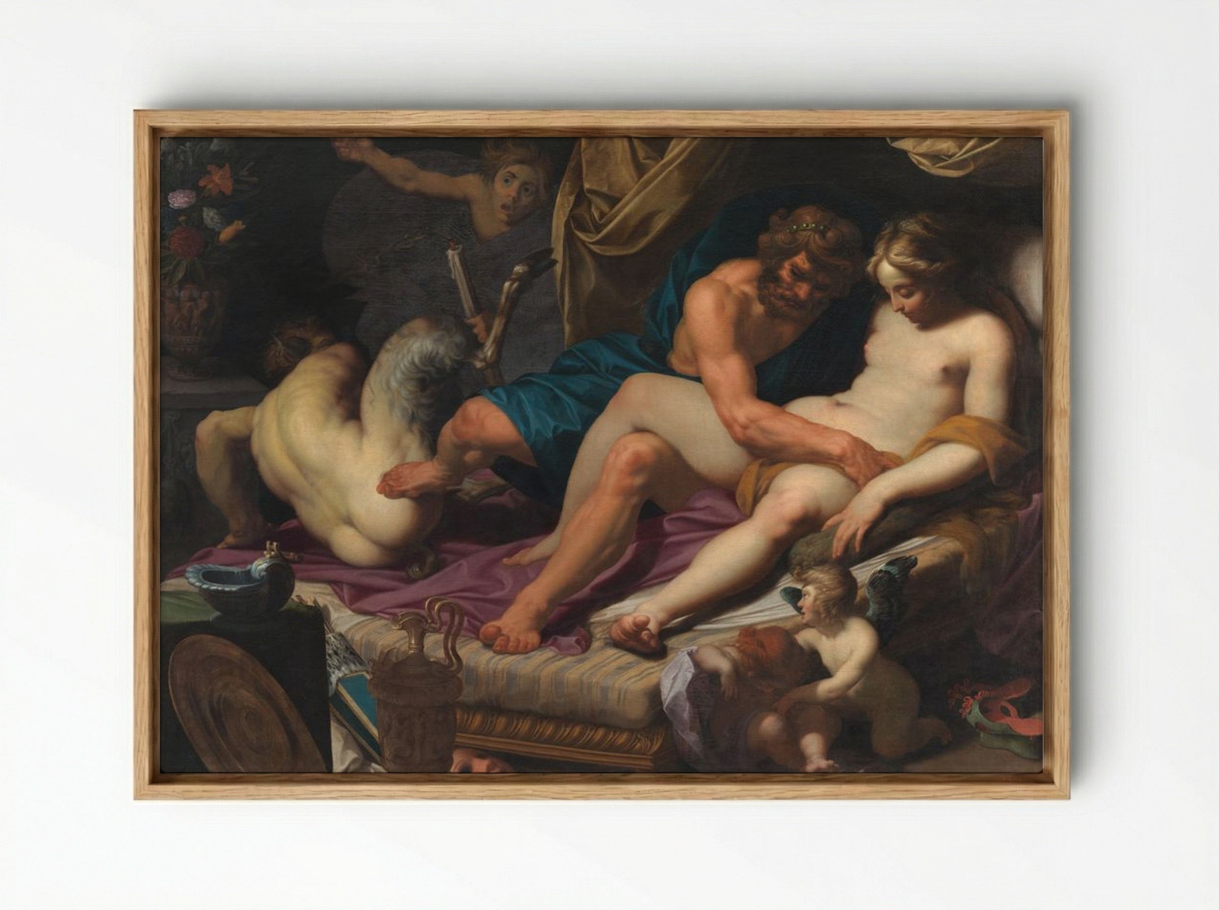 Jupiter and Antiope - Abraham Bloemaert - Framed Canvas Wood