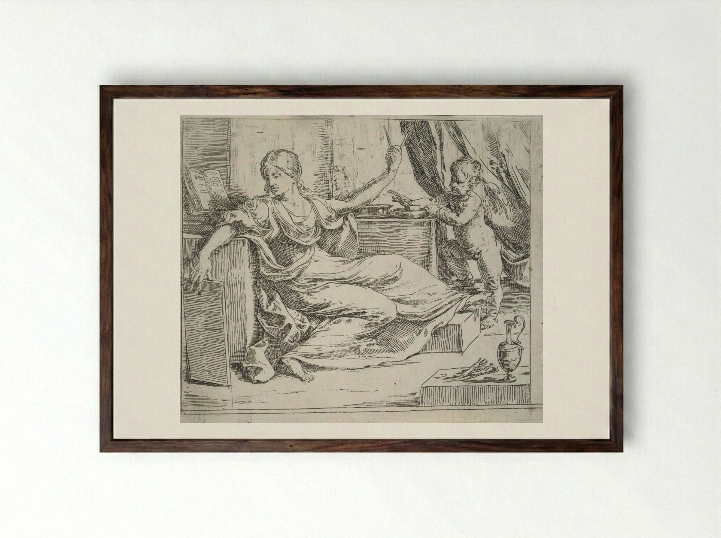 Allegory of Learning - Guido Reni - Framed Print Dark Wood