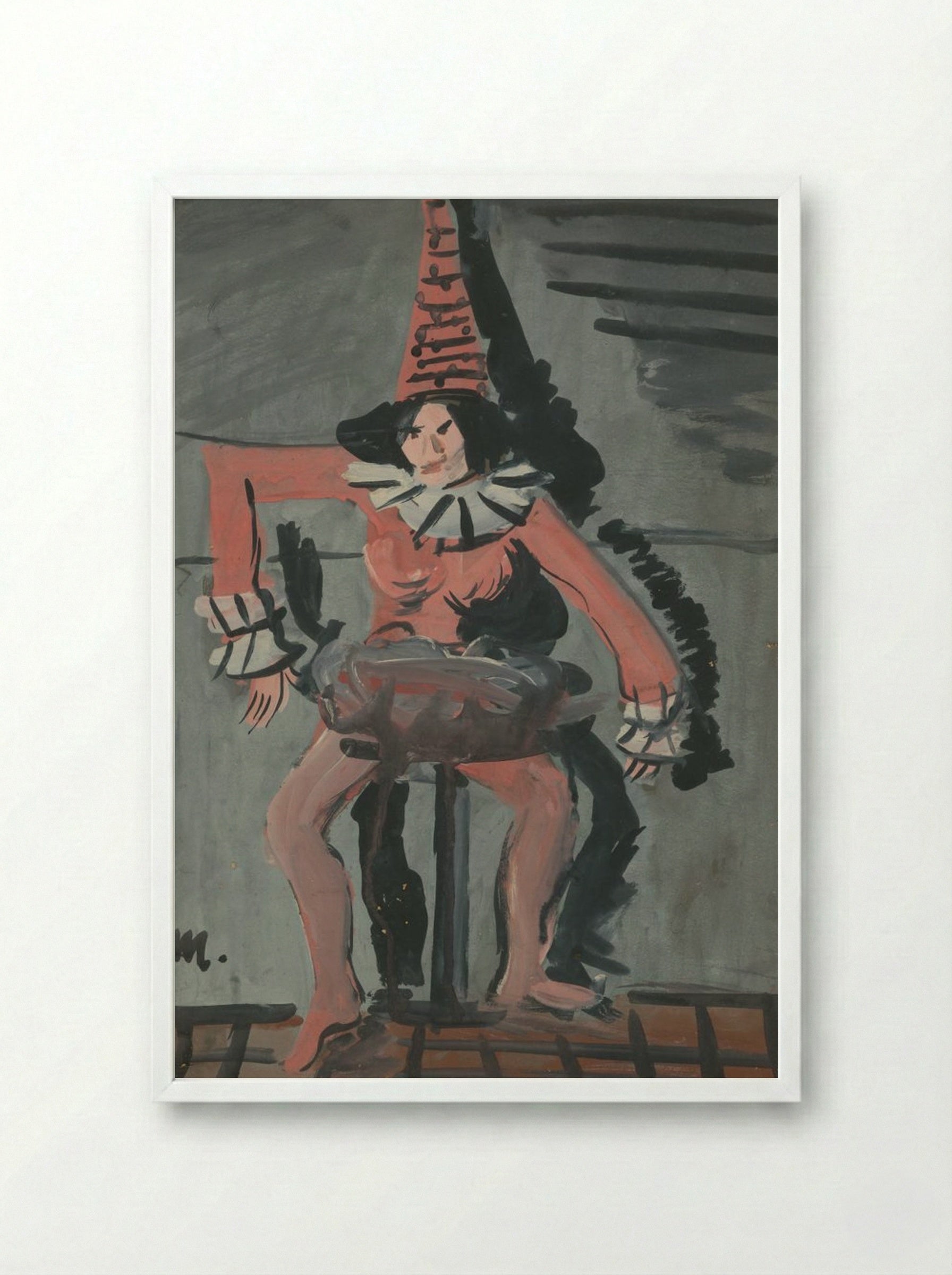 Pierrot - Cyprián Majerník - Framed Print White