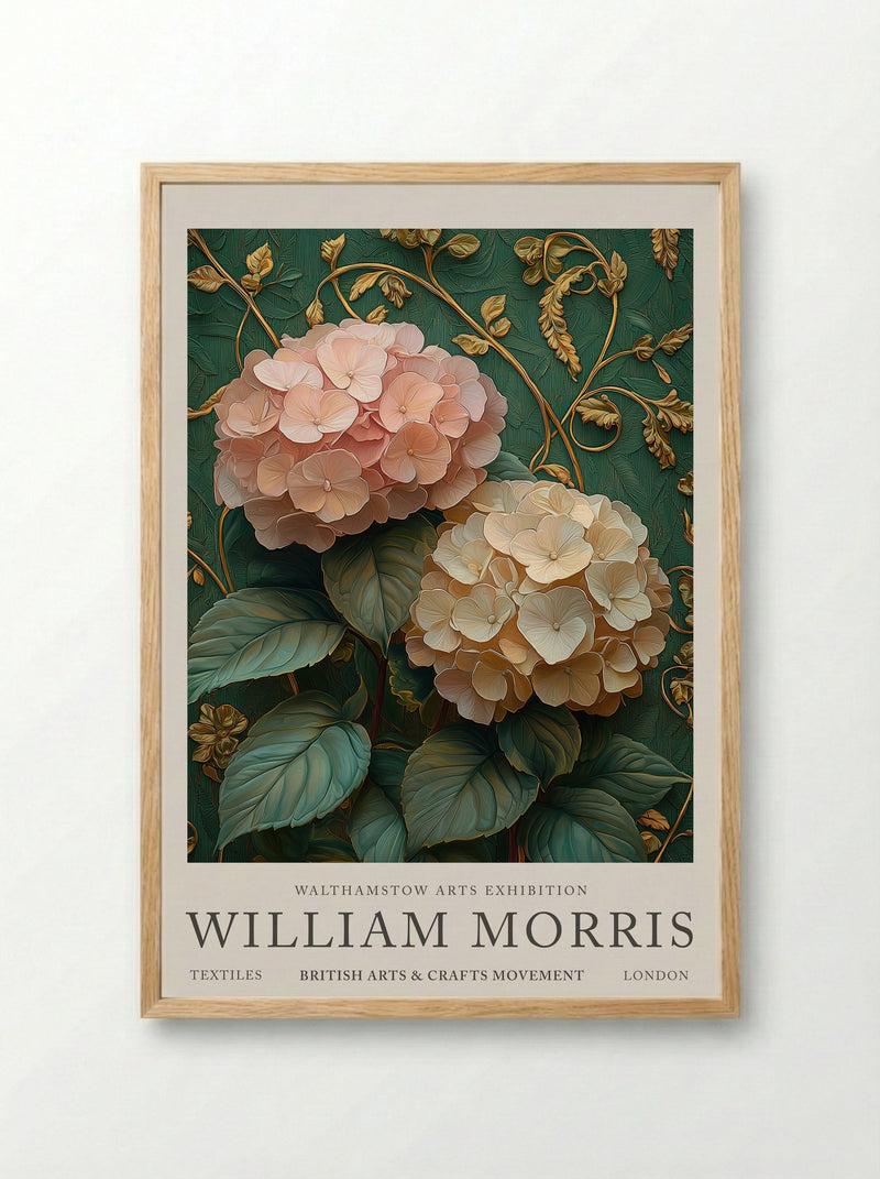 Hydrangea Harmony - William Morris - Framed Print Wood