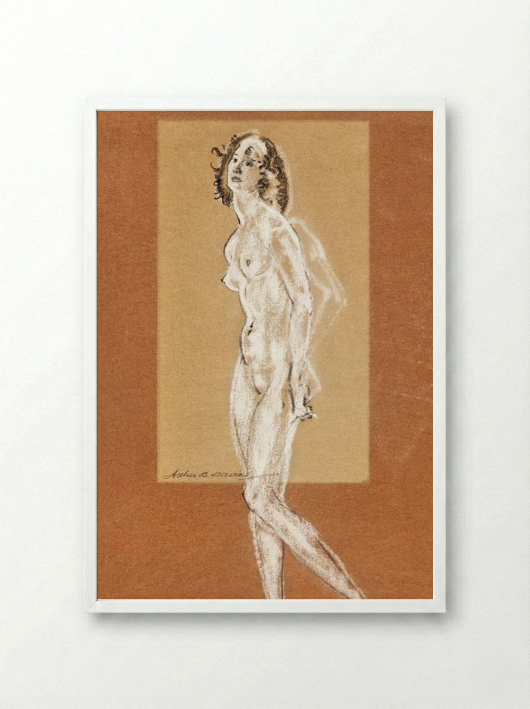 Standing Female Nude - Arthur B. Davies - Framed Print White