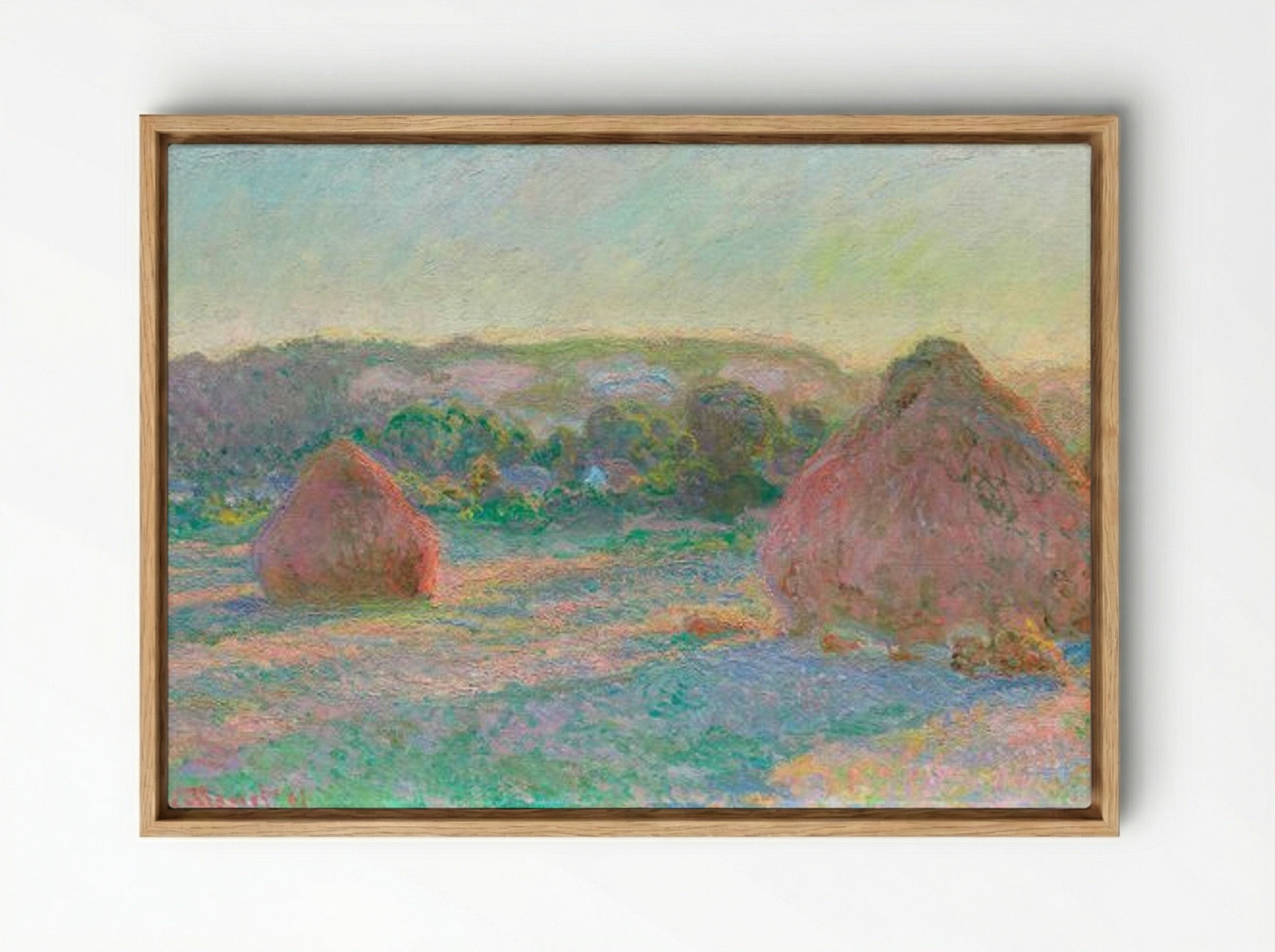 Stacks of Wheat (End of Summer) - Claude Monet - Framed Canvas Wood