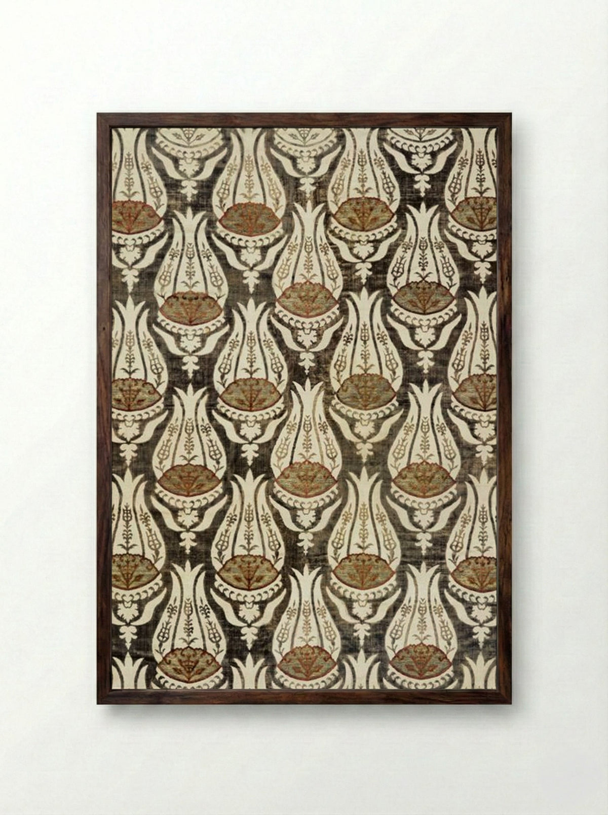 Furnishing Fabric with Tulip and Foliage Design - William Morris - Framed Print Dark Wood