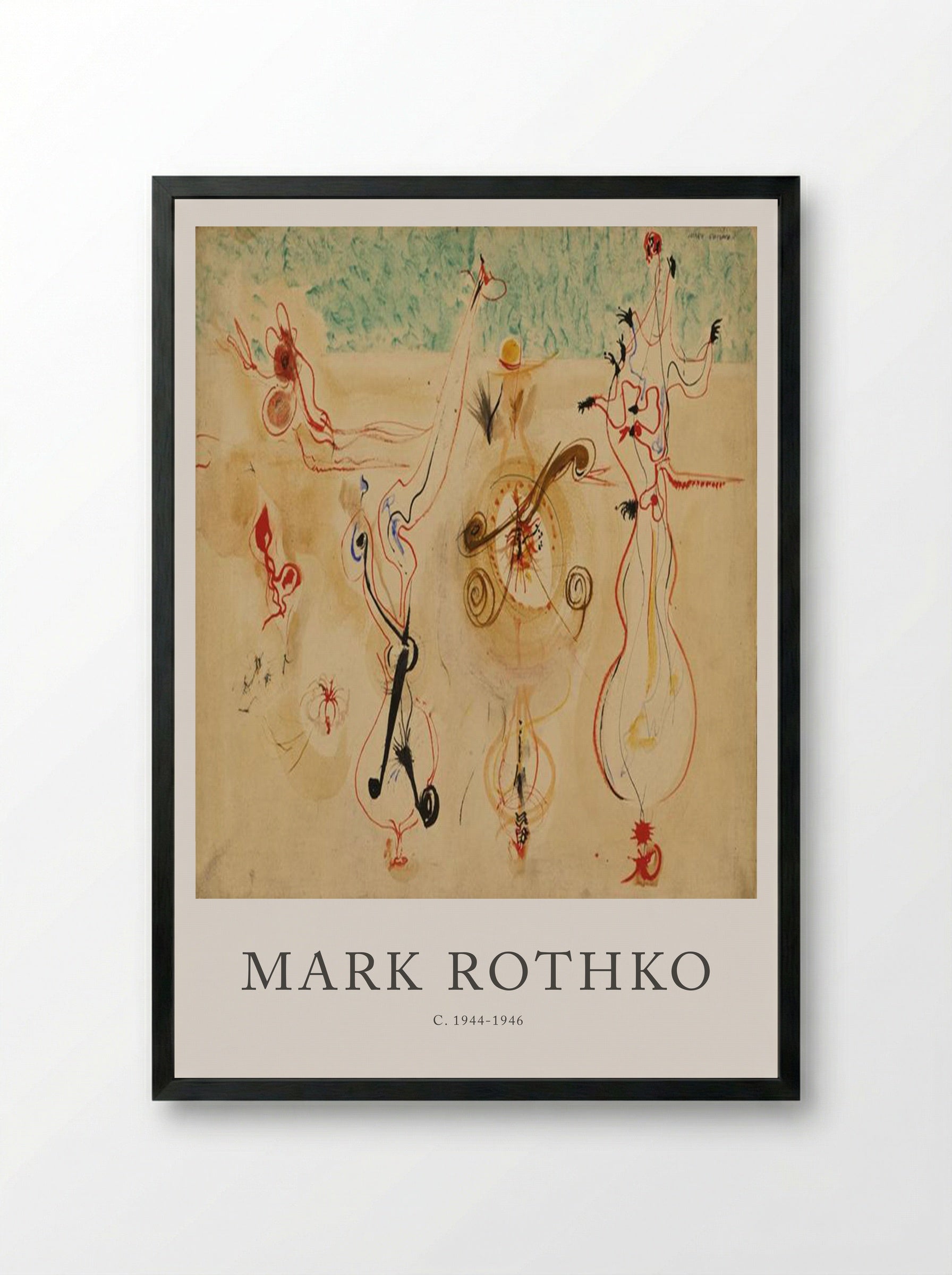 Untitled (Biomorphic Figures) - Mark Rothko - Framed Print Black