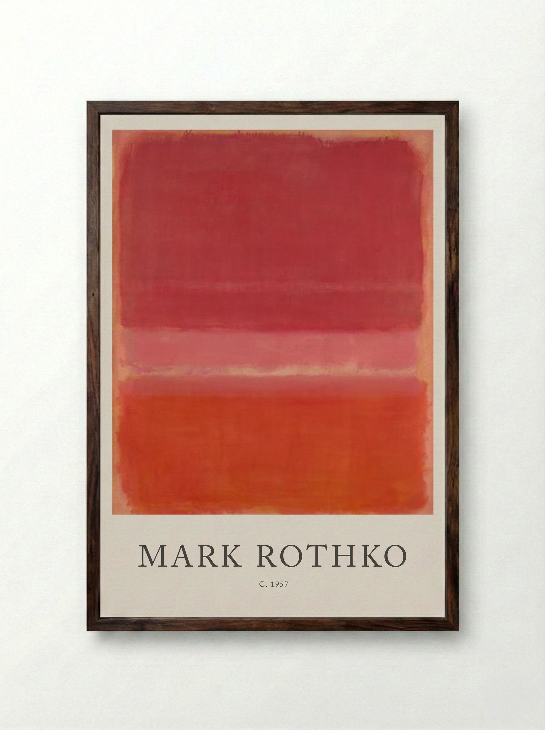 Untitled (Three Rectangles, Shades of Red) - Mark Rothko - Framed Print Dark Wood
