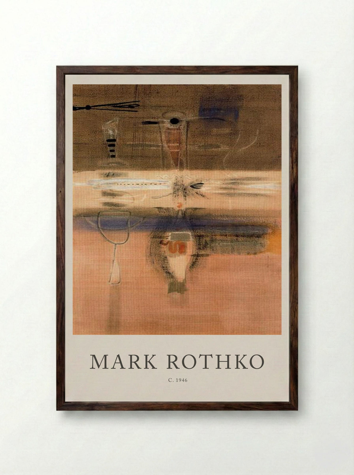 Untitled (Biomorphic Composition) - Mark Rothko - Framed Print Dark Wood