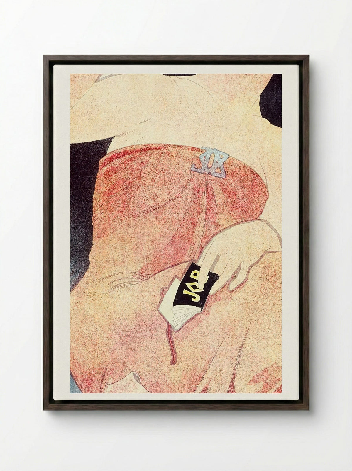 JOB (Woman Smoking) - Alphonse Mucha - Framed Canvas Dark Wood